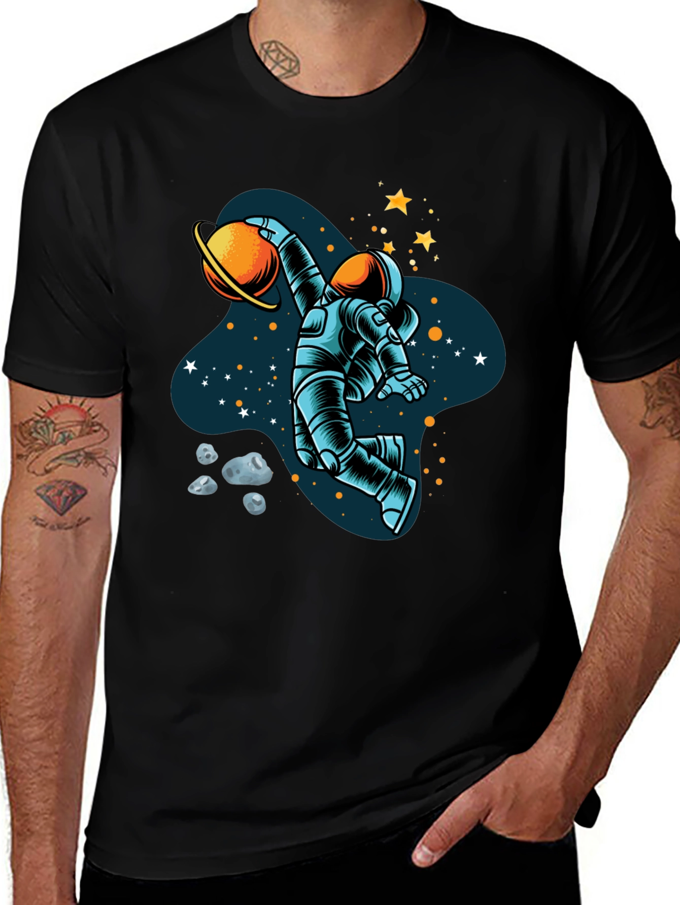 Variant 8 of Astronaut Dunking Planet Graphic Tee