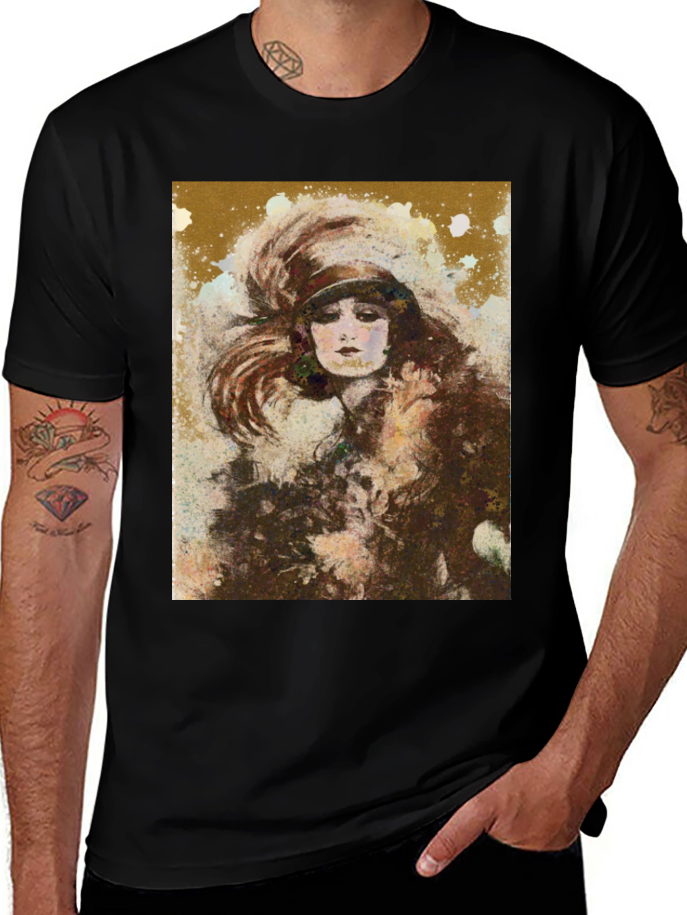 Variant 30 of Vintage Style Woman Portrait Graphic Tee Shirt