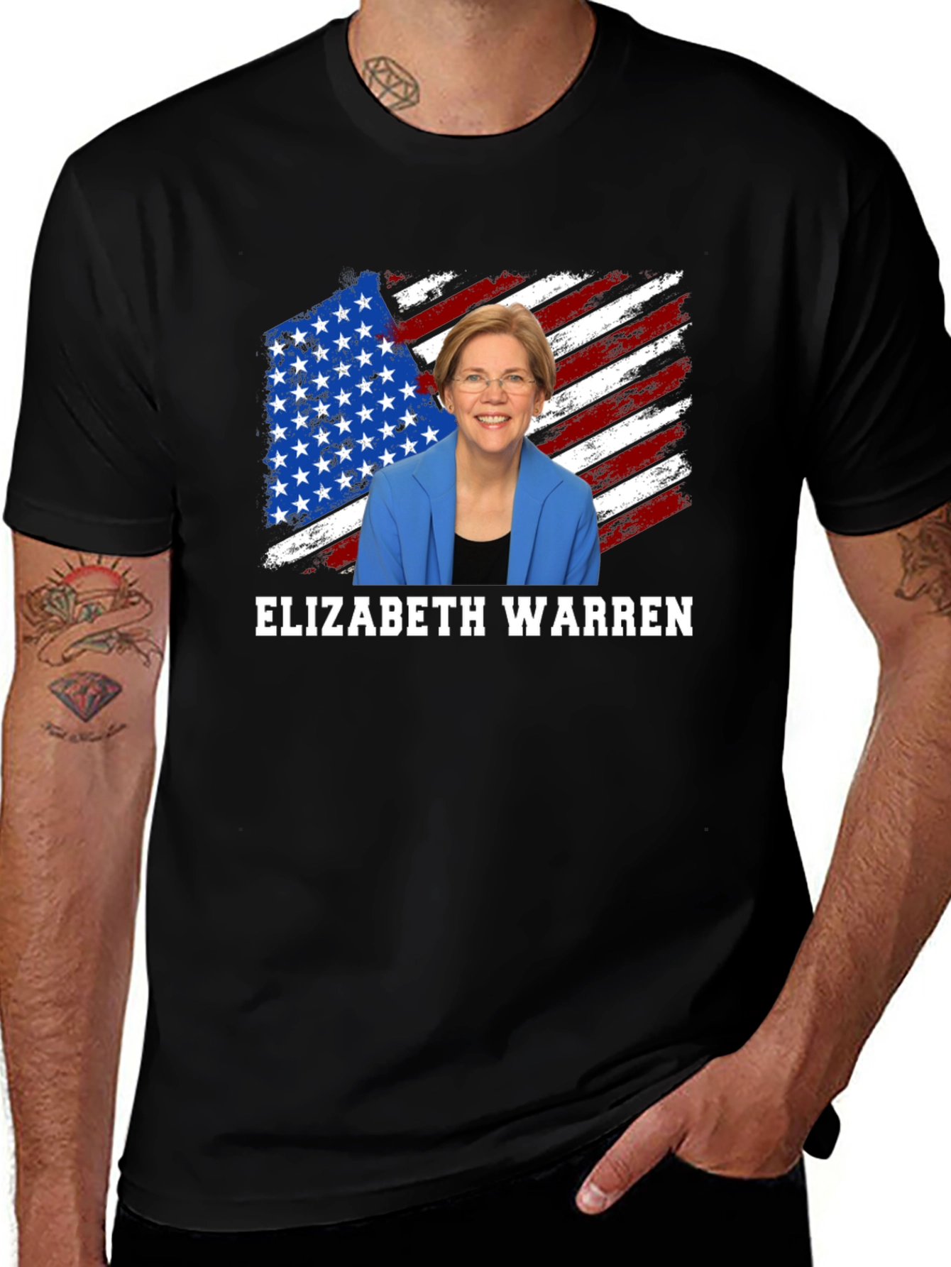 Elizabeth Warren American Flag Graphic Tee