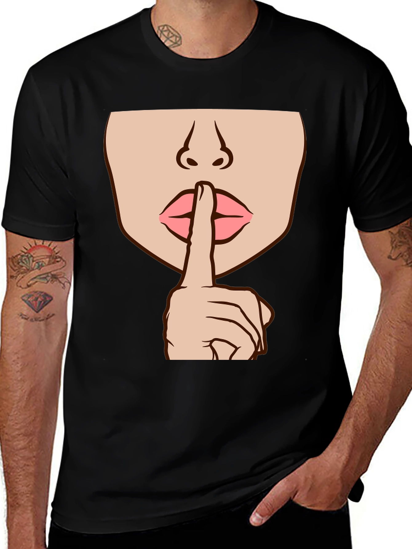Variant 22 of Shhh! Graphic Tee - Black Crew Neck