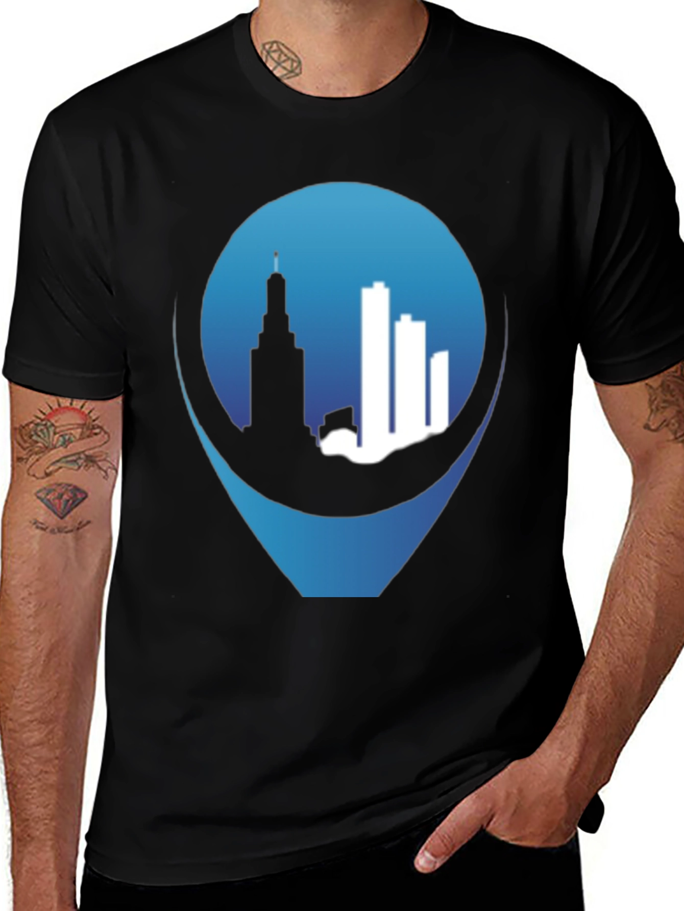 Variant 2 of Cityscape Pin Black T-Shirt