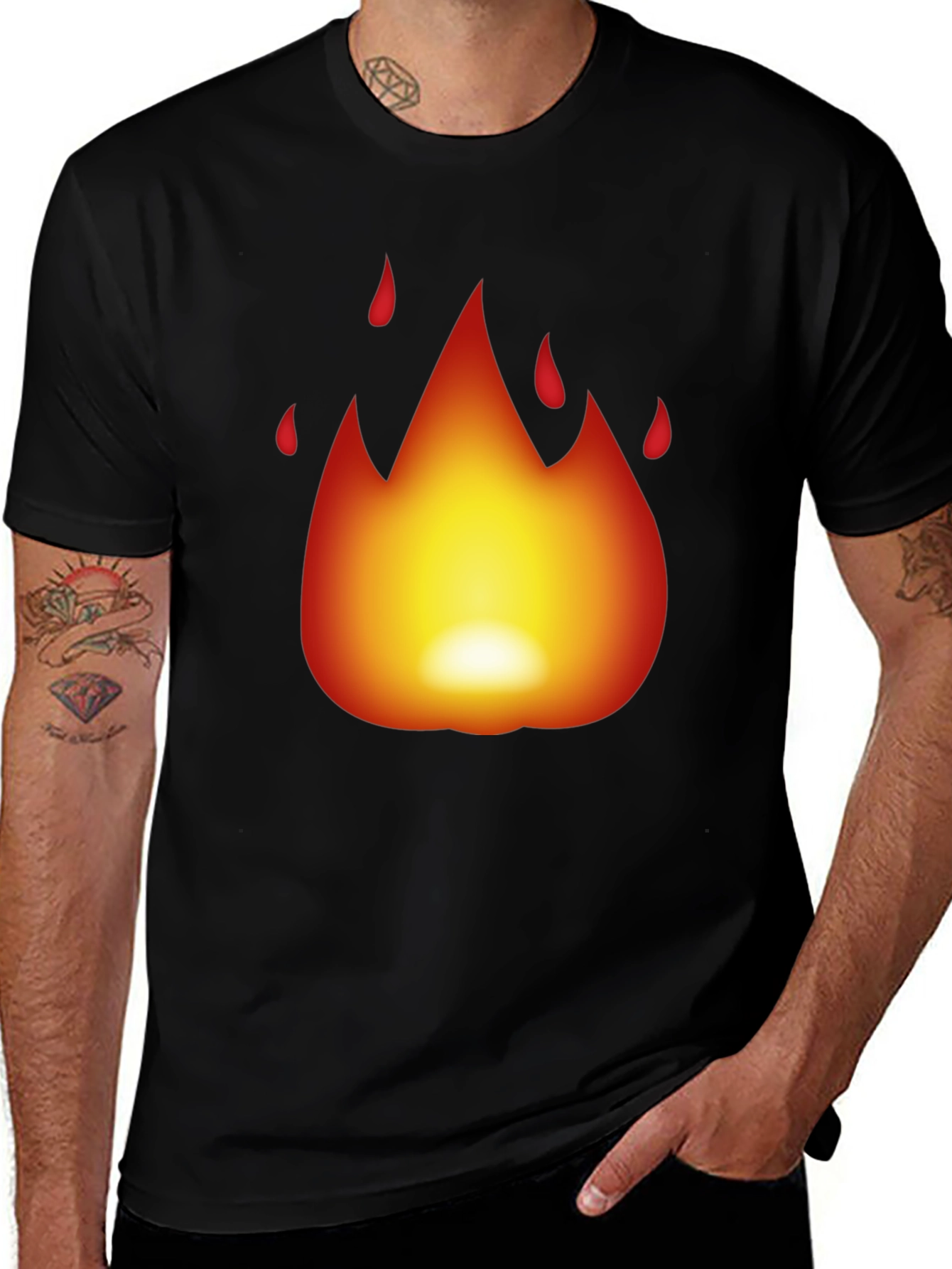 Variant 5 of Fiery Flame Graphic Black T-Shirt