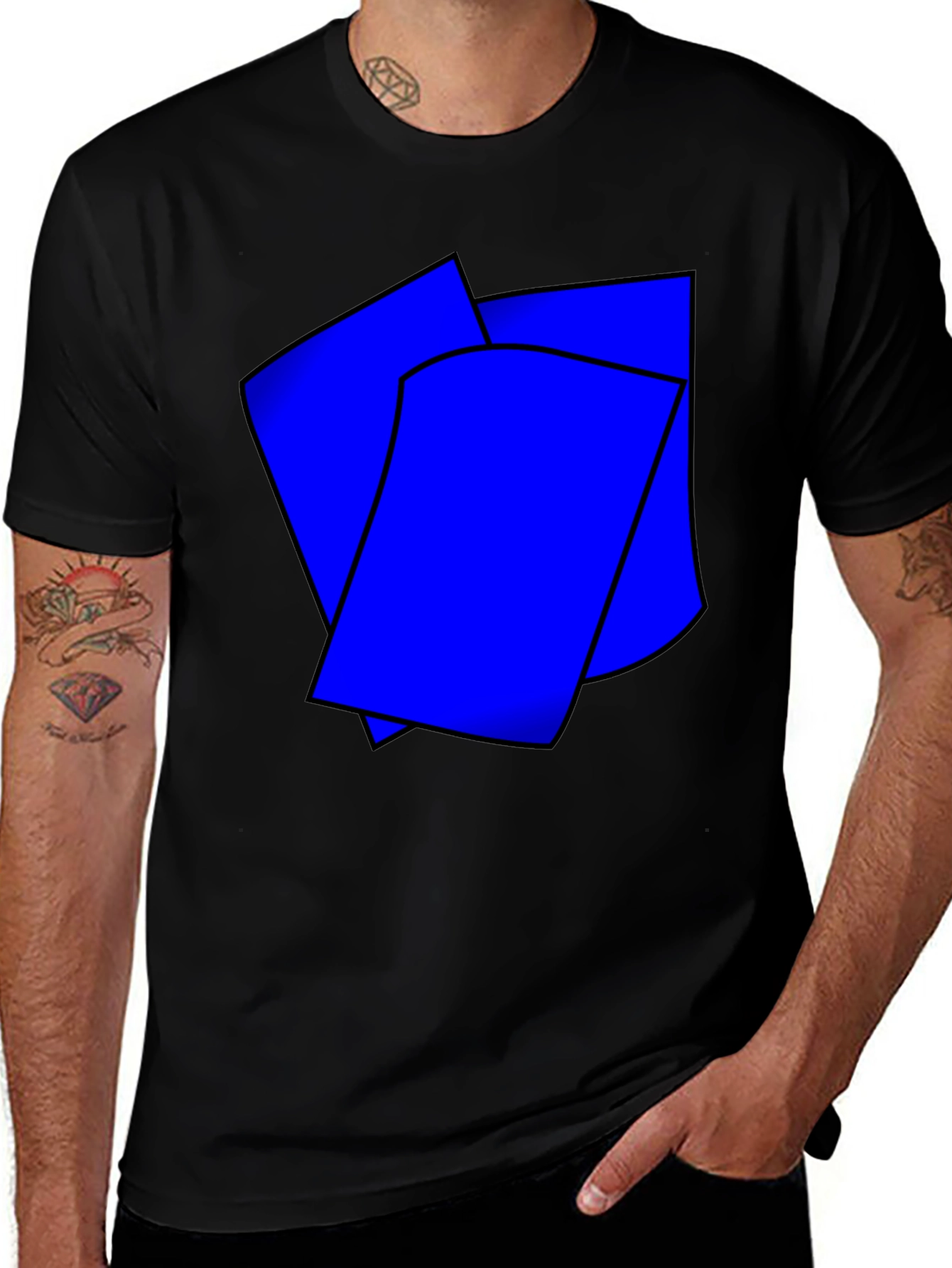 Variant 11 of Abstract Blue Graphic Print Black T-Shirt