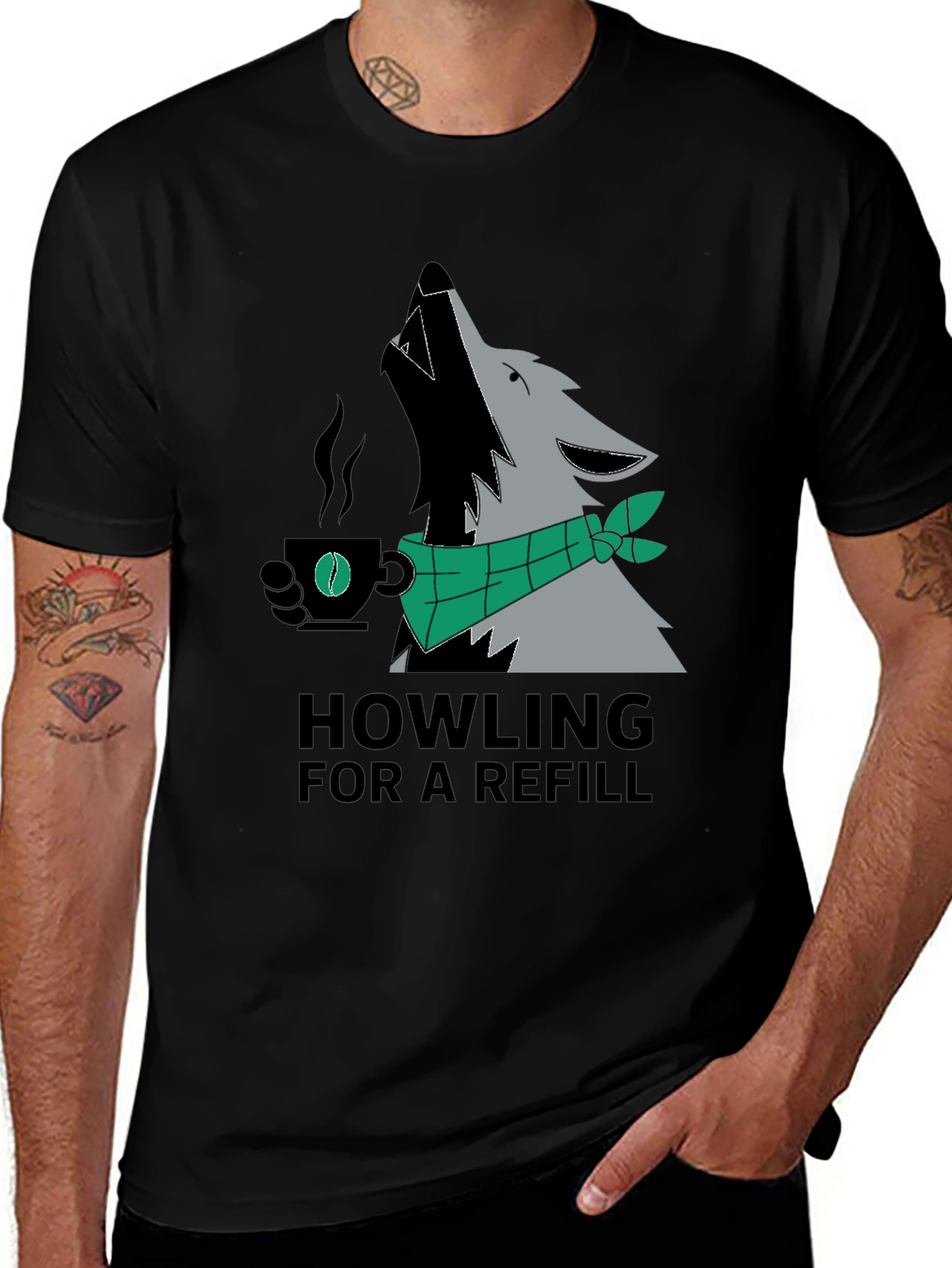Variant 5 of Howling For A Refill Wolf Coffee T-Shirt