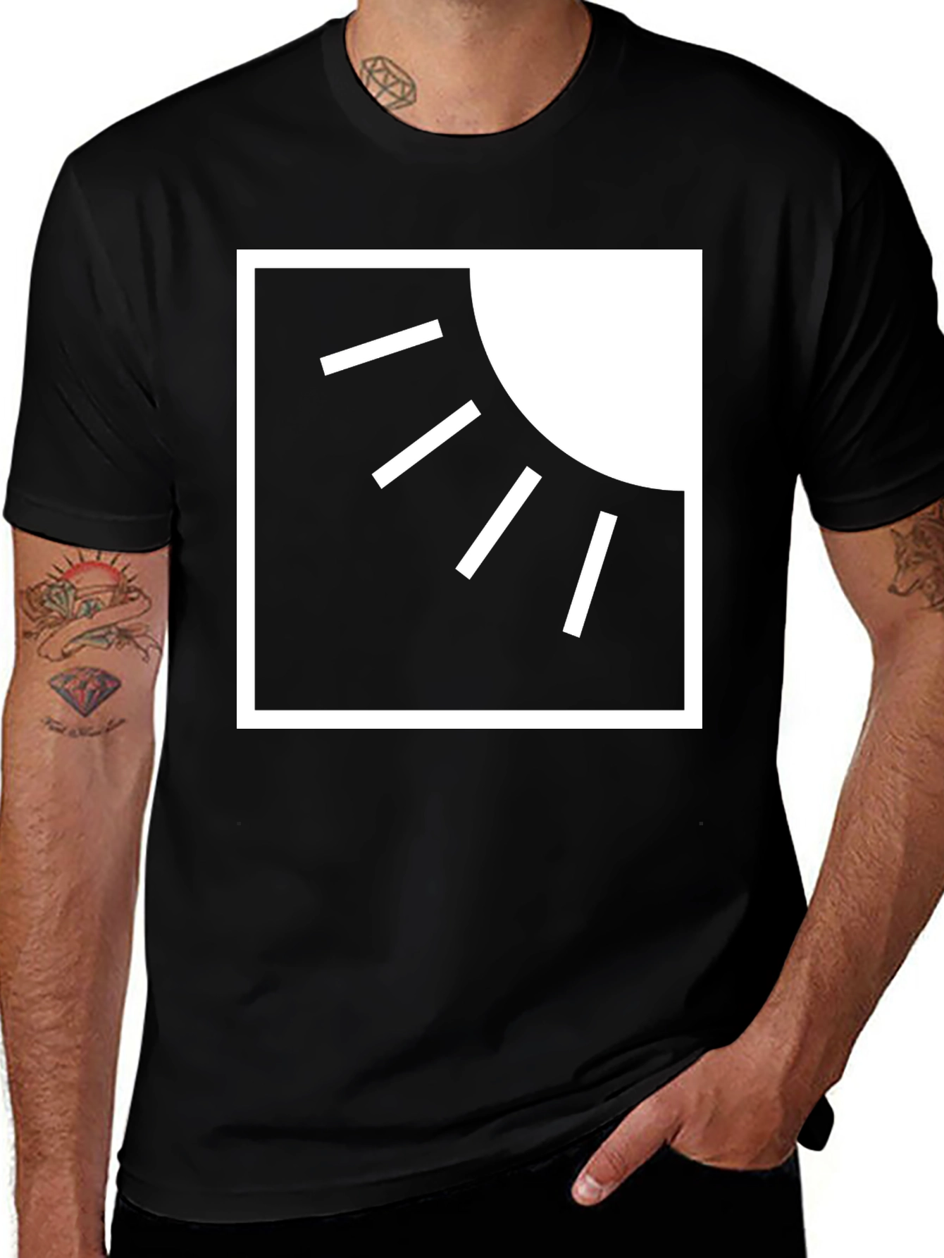 Variant 17 of Minimalist Sun Graphic Black T-Shirt