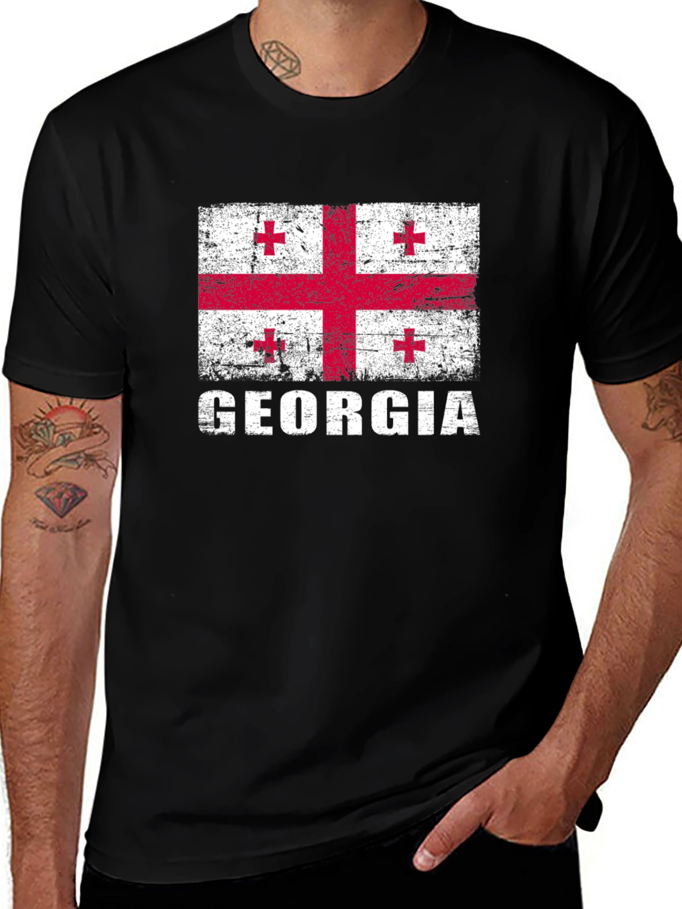 Georgia Flag T-Shirt - Distressed Style