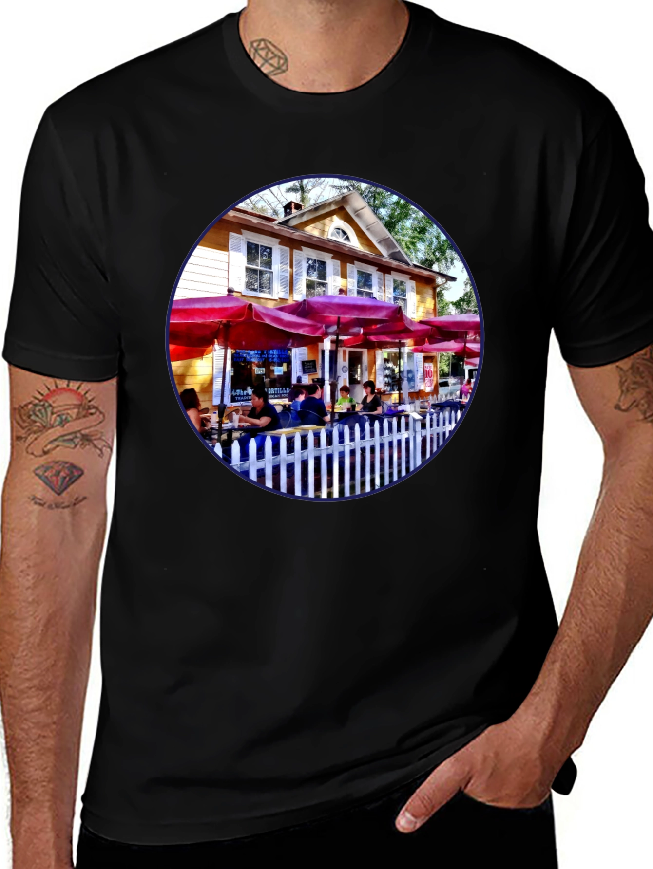 Variant 10 of Restaurant Patio Graphic Tee - Black