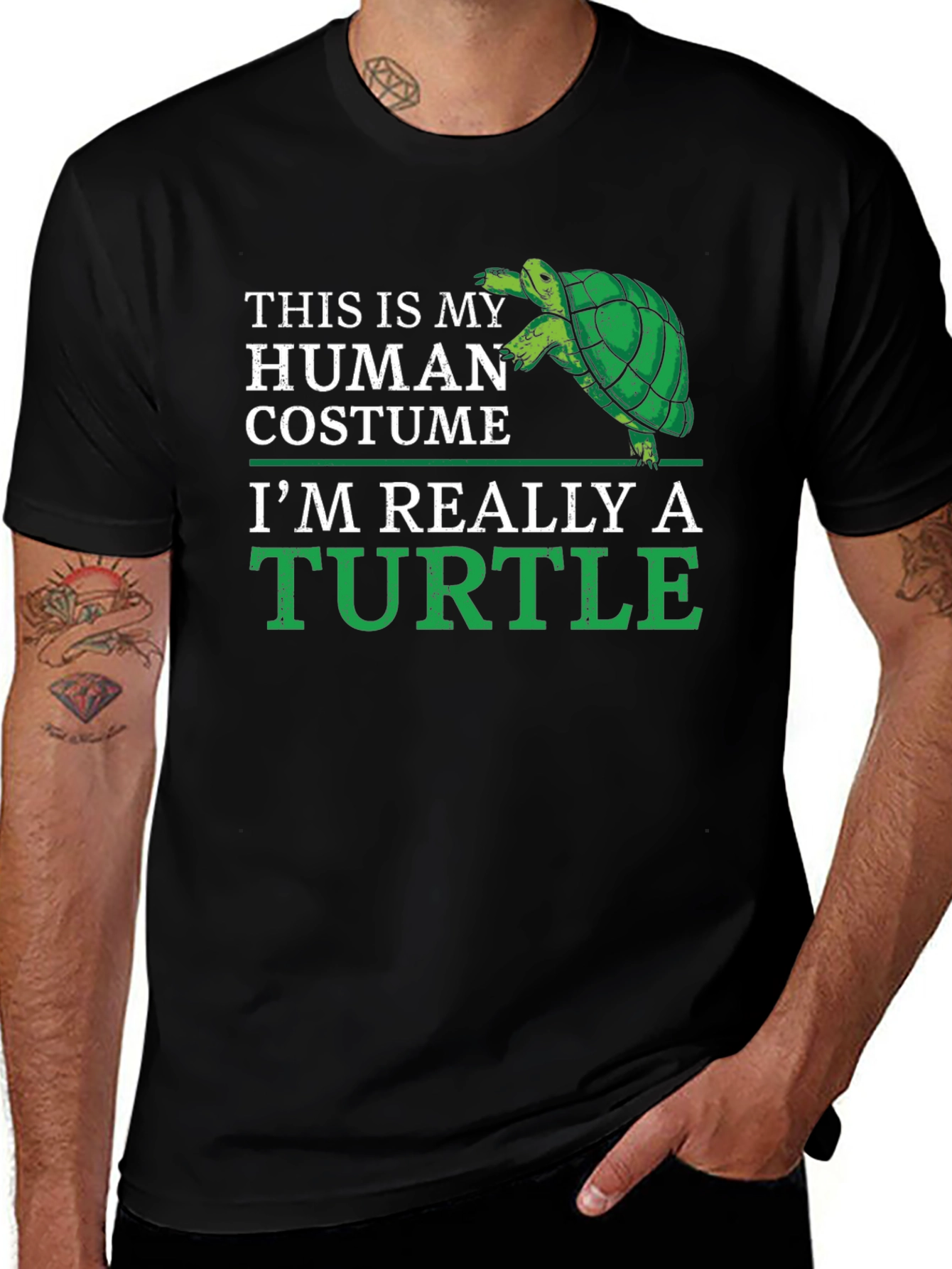 Variant 6 of Human Costume Turtle T-Shirt - Funny Animal Lover Tee