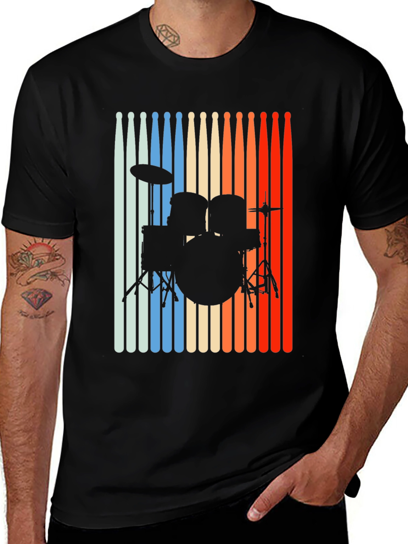 Variant 30 of Retro Drum Set Graphic Tee - Musician Style
