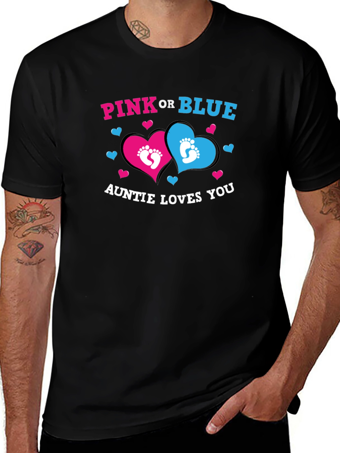 Variant 19 of Pink or Blue Auntie Loves You Baby Shower Reveal T-Shirt