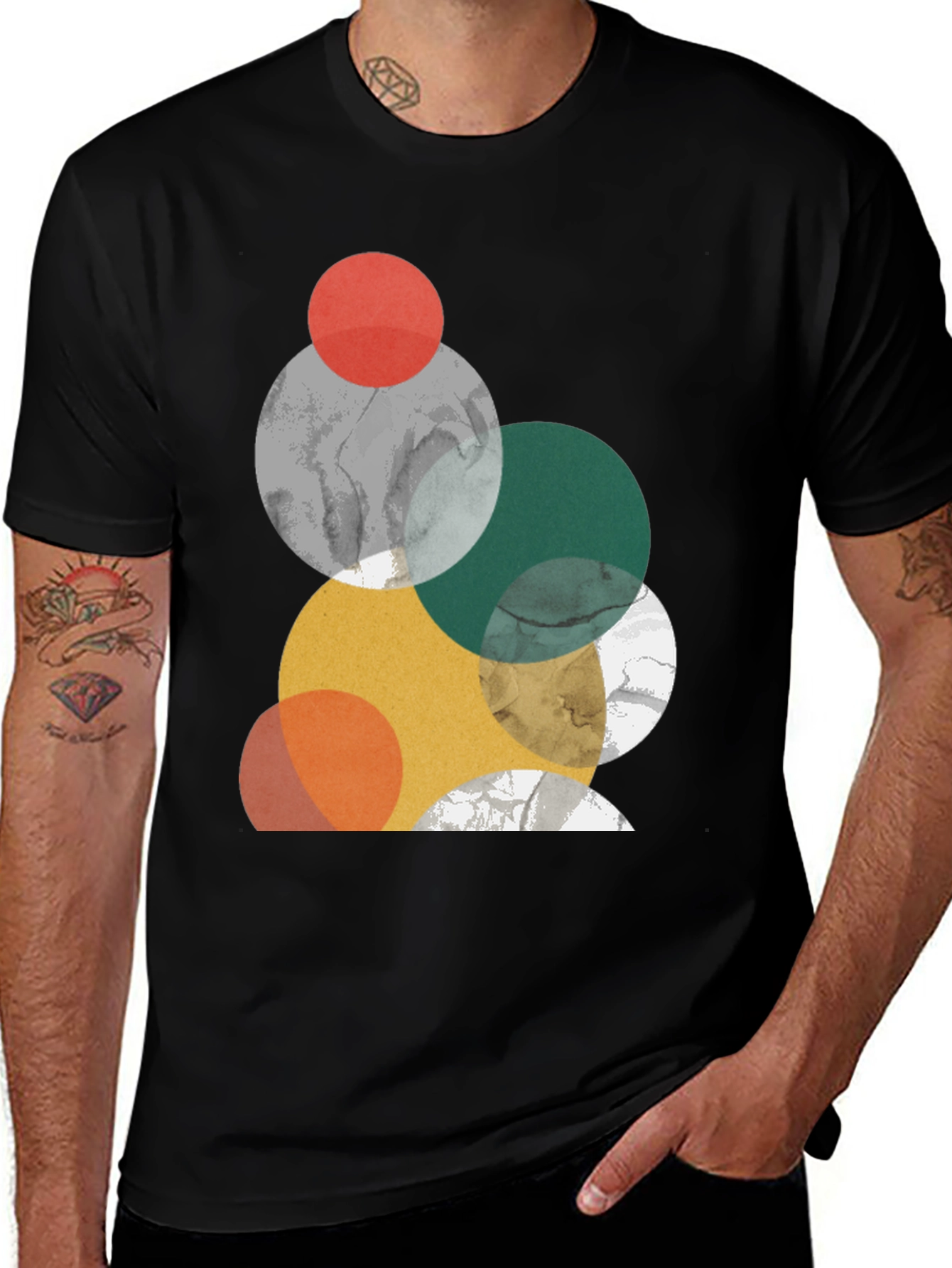 Variant 26 of Modern Geometric Circle Design Black T-Shirt