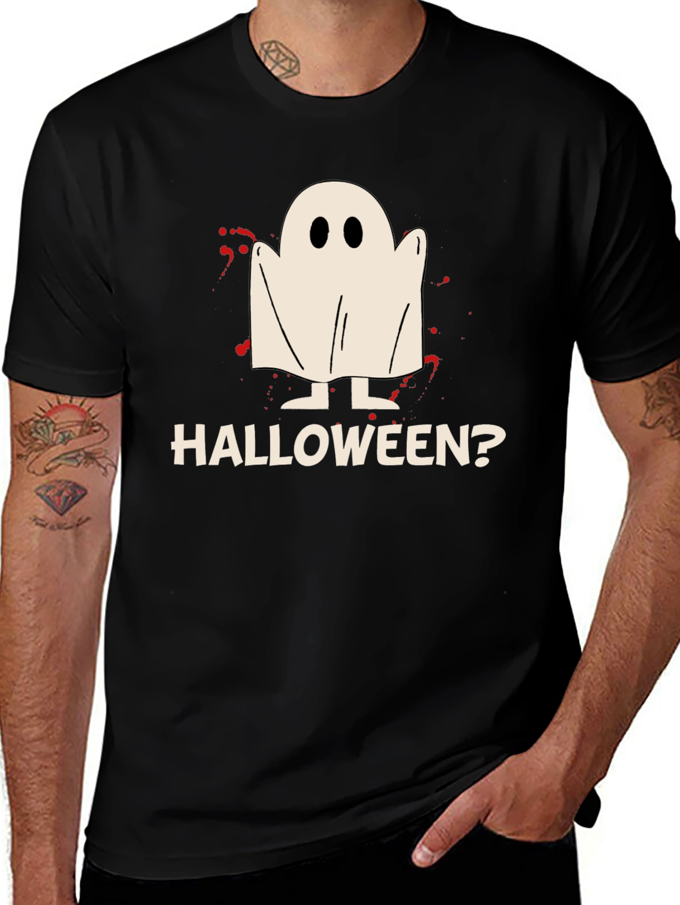 Black Halloween Ghost Graphic T-Shirt main image