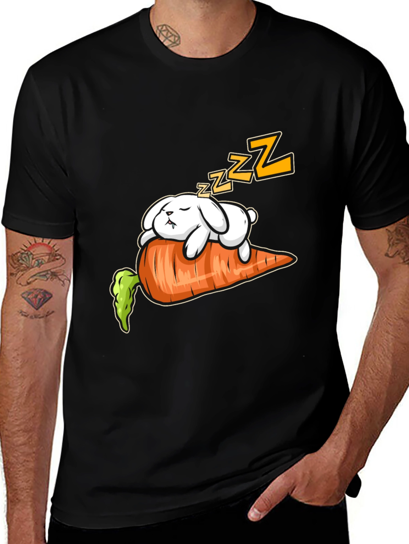 Variant 17 of Sleeping Bunny on Carrot Graphic Tee