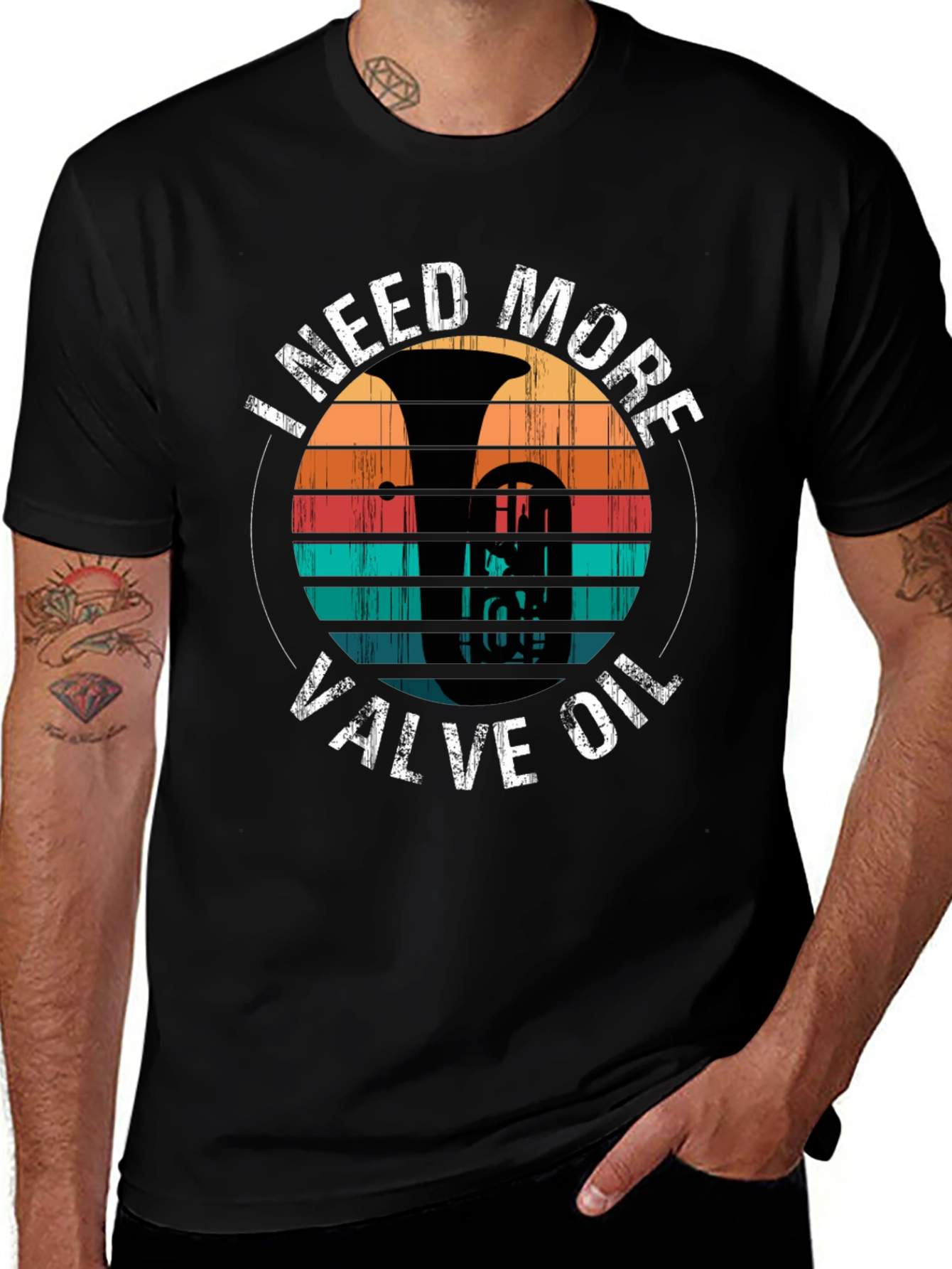 I Need More Valve Oil Black T-Shirt Musician Tee
