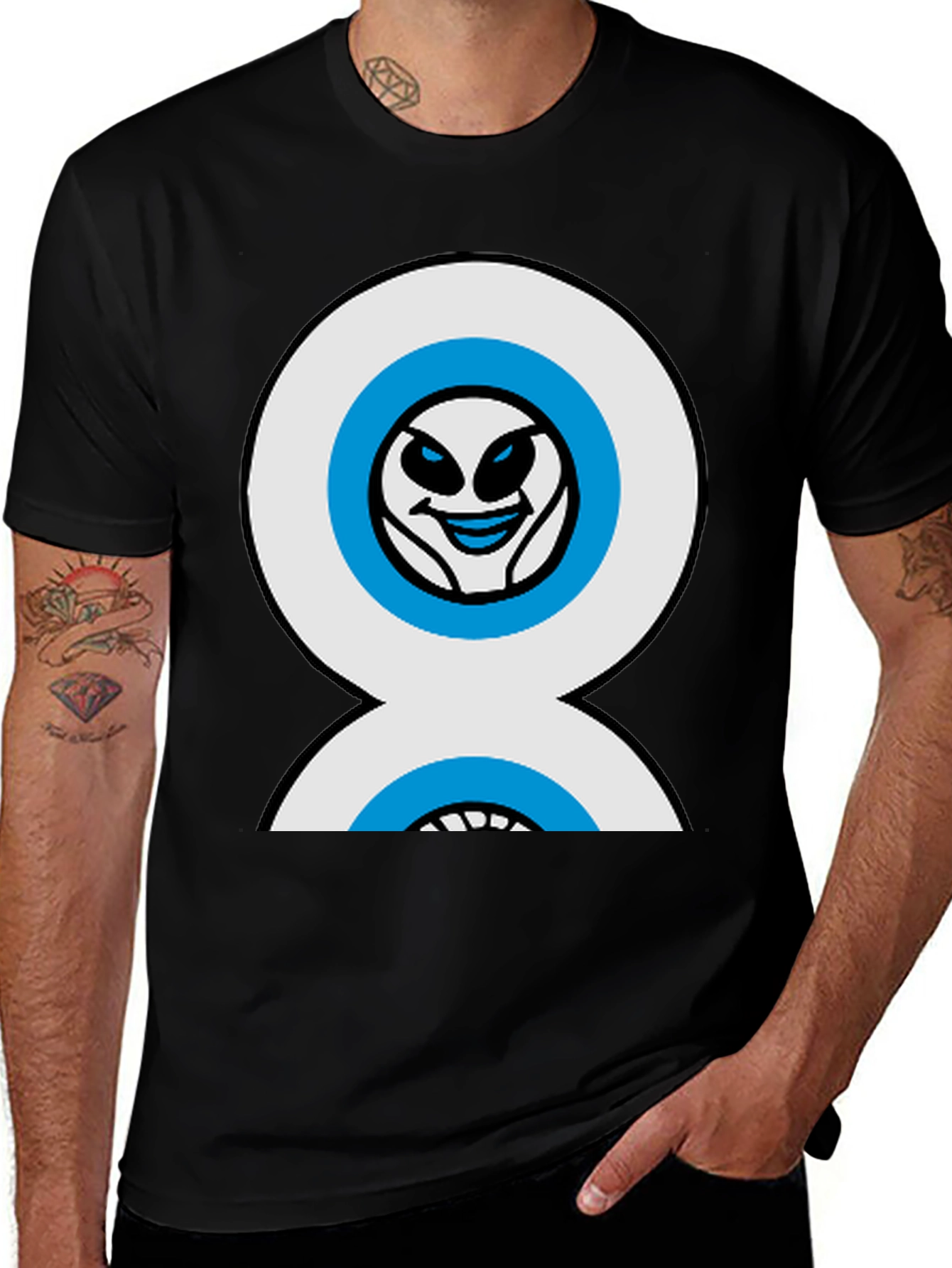 Variant 6 of Funny Alien Double Eyes Black T-Shirt