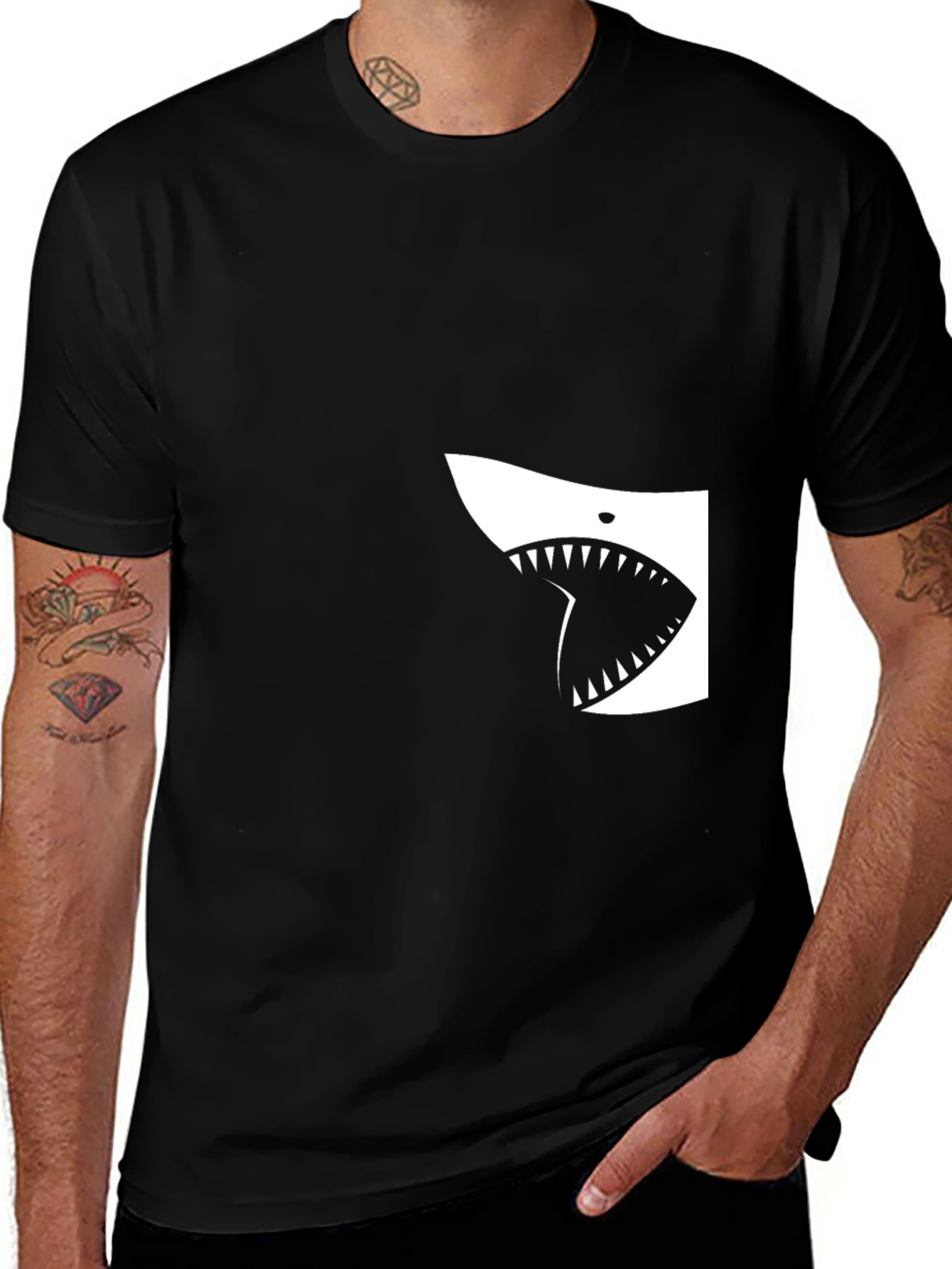 Variant 18 of Shark Graphic Tee - Black Cotton T-Shirt