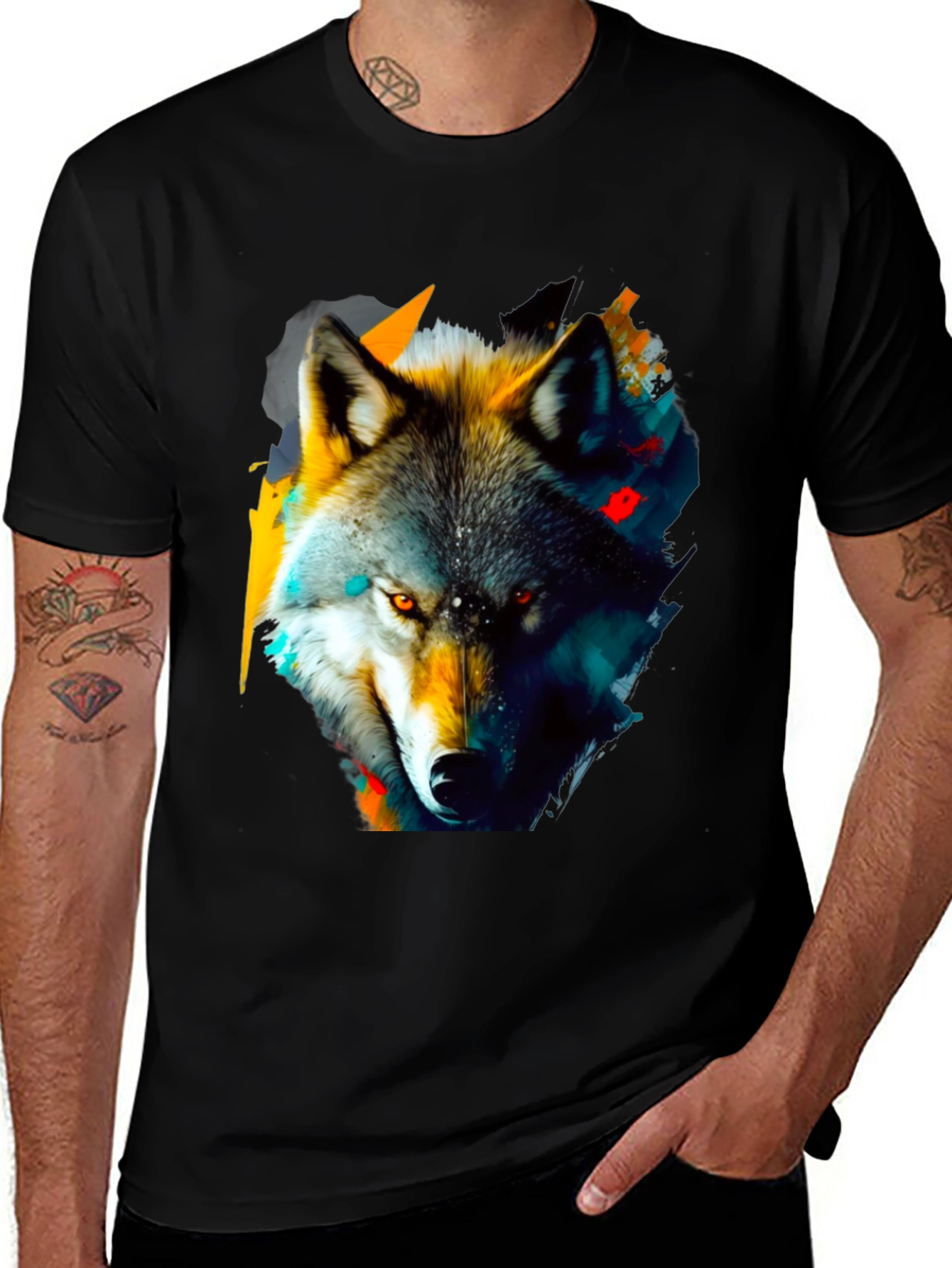 Variant 29 of Wolf Graphic Print T-Shirt - Stylish Animal Design