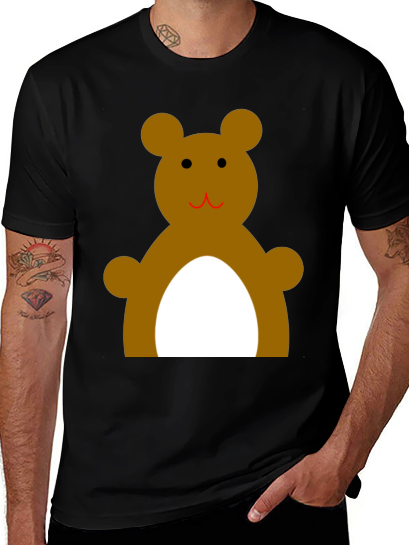 Variant 18 of Cute Bear Graphic Tee - Black Cotton Blend