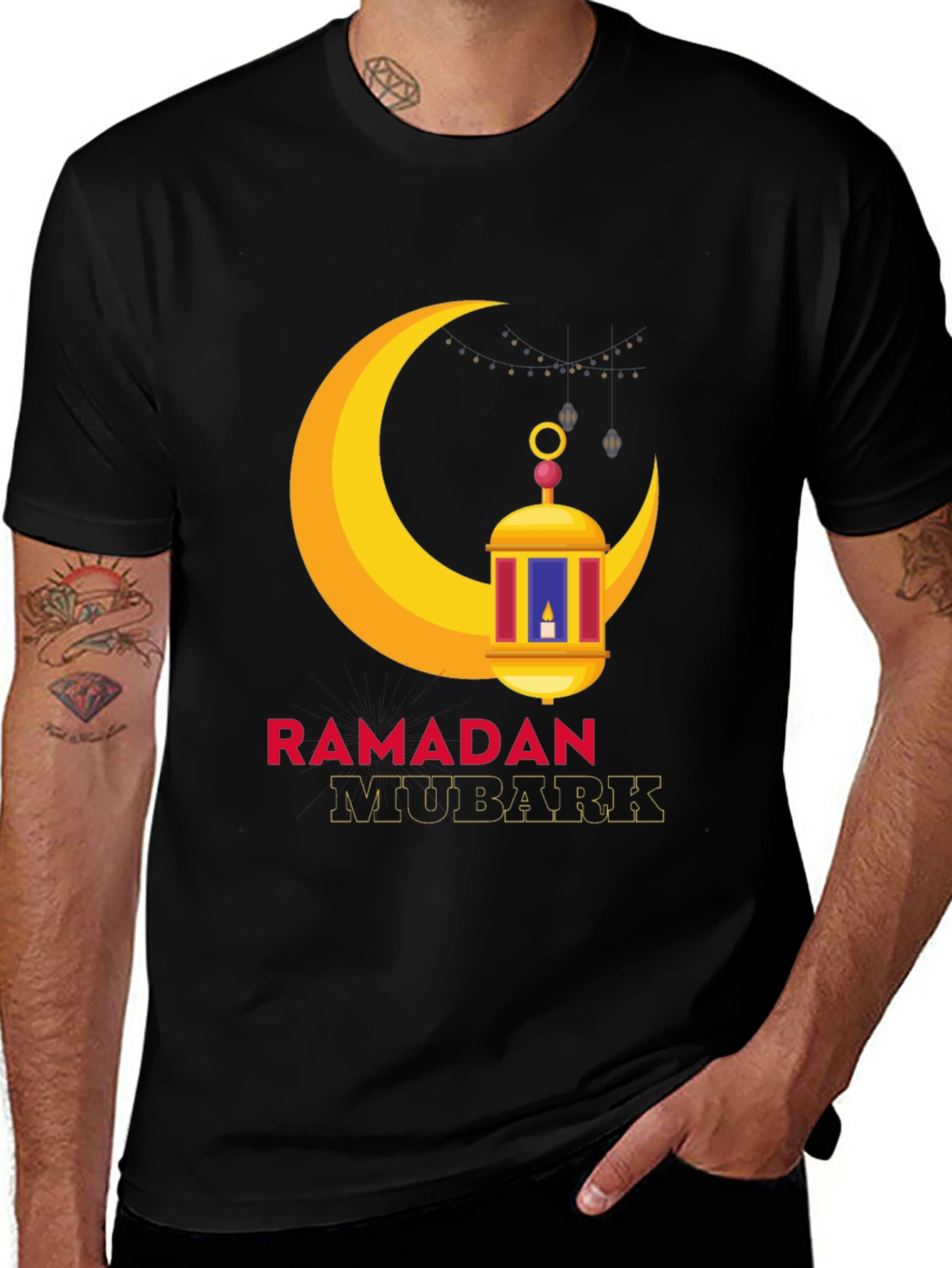 Ramadan Mubarak Graphic Tee - Festive Crescent Moon Design