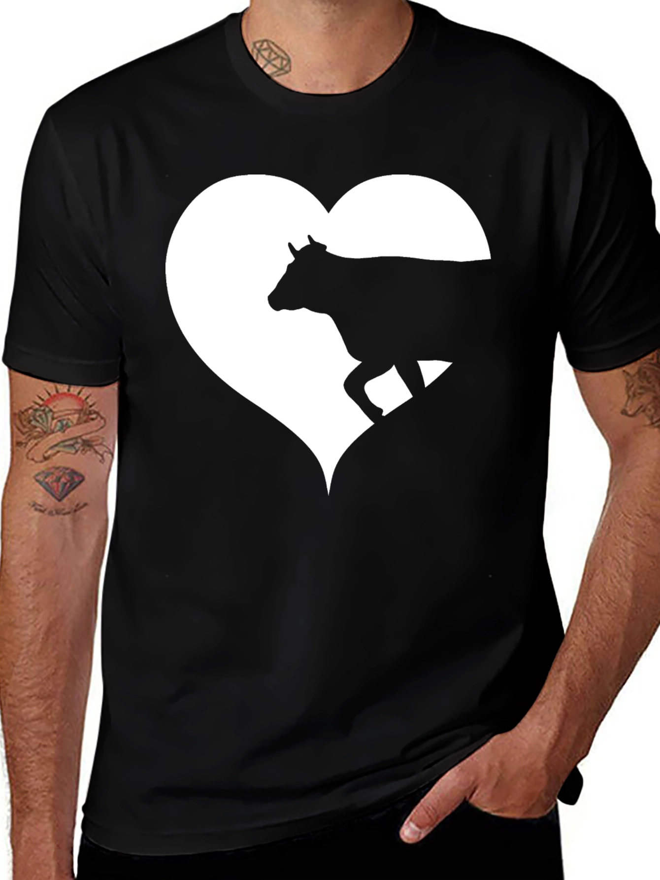 Variant 13 of Cow Heart Graphic Tee - Men's Black T-Shirt