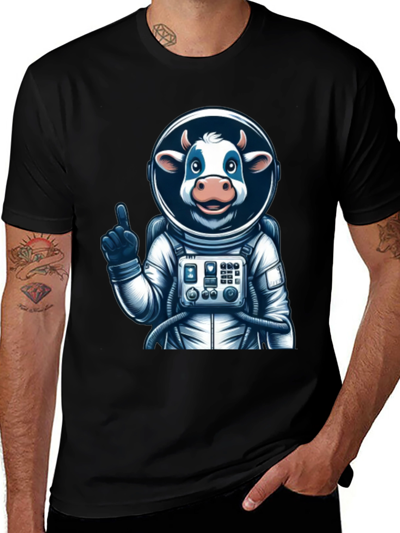 Variant 26 of Cow Astronaut Graphic Tee - Out of This World Style