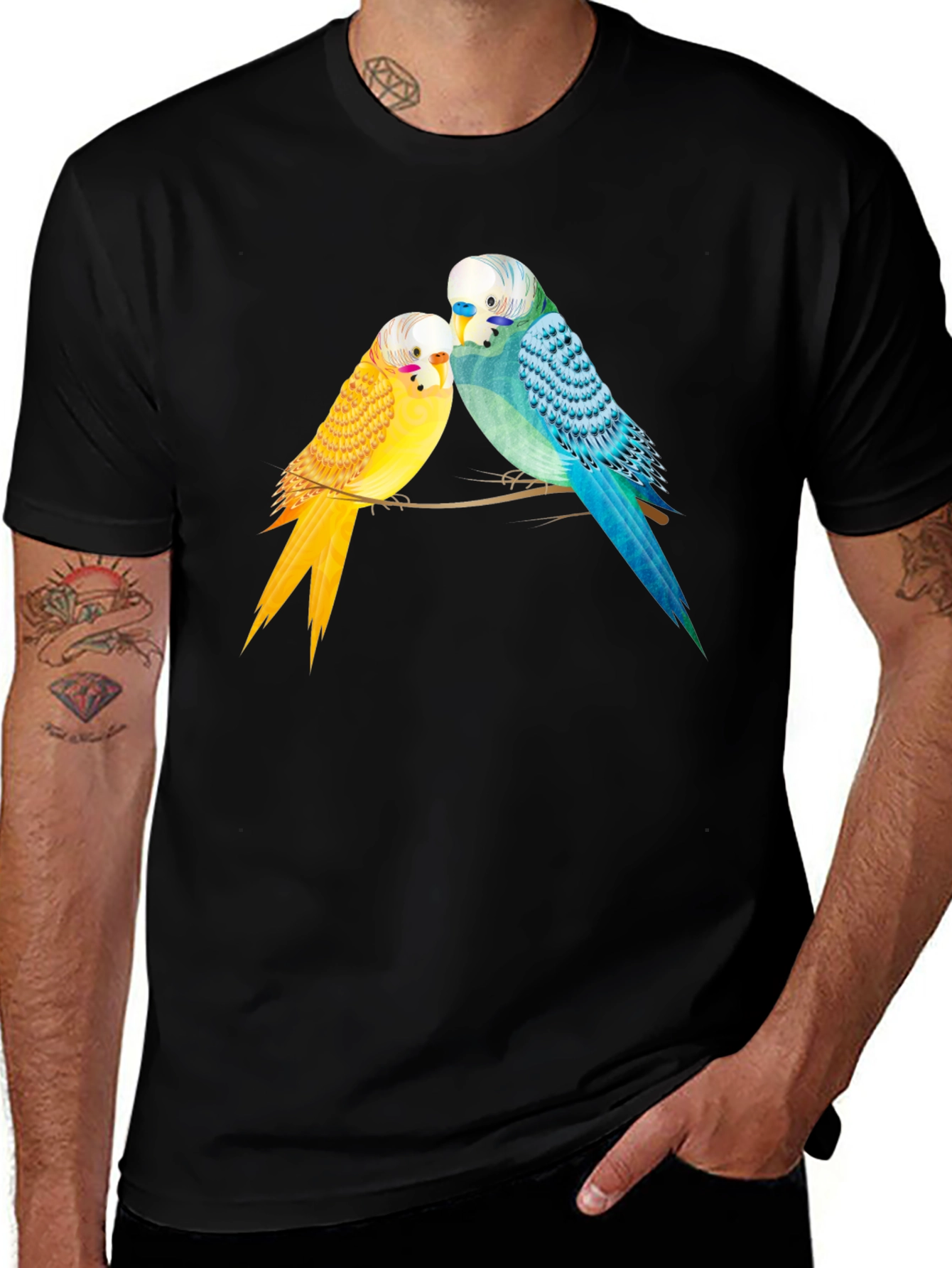 Variant 3 of Budgie Bird Graphic Tee -  Cute Parakeet Lovers T-Shirt