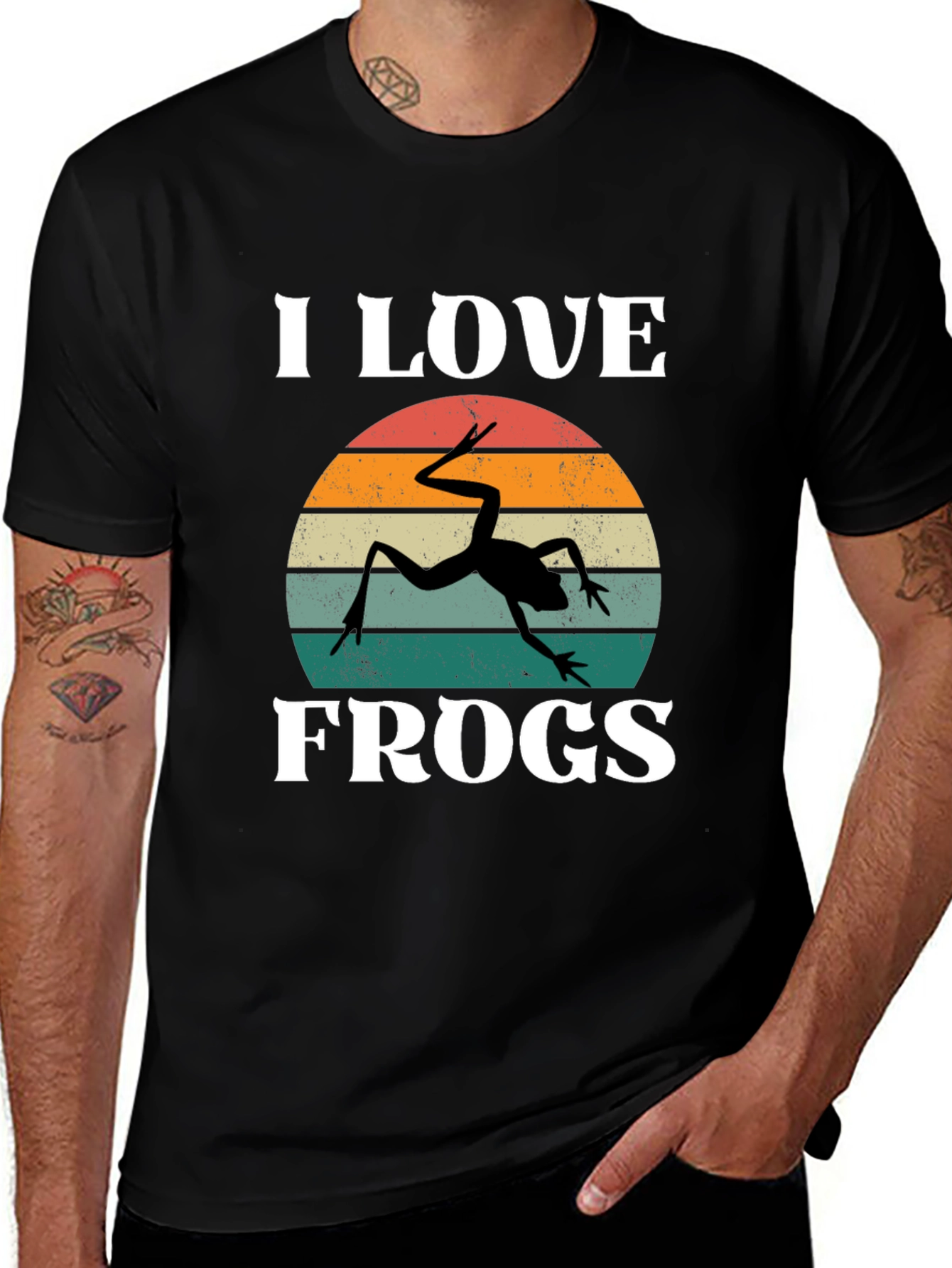 Variant 7 of I Love Frogs Retro Graphic T-Shirt