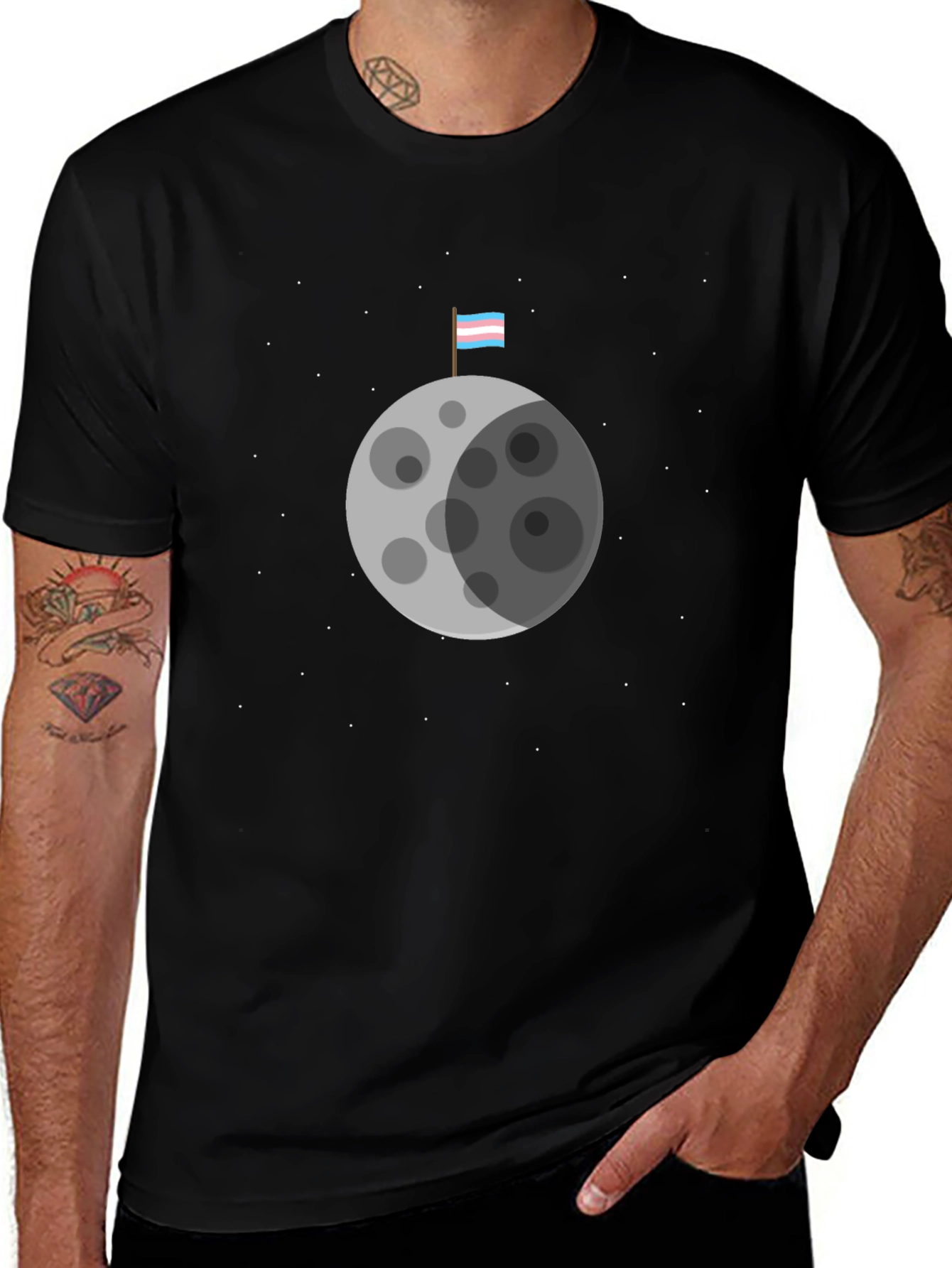 Variant 6 of Trans Pride Moon T-Shirt - Unisex Graphic Tee