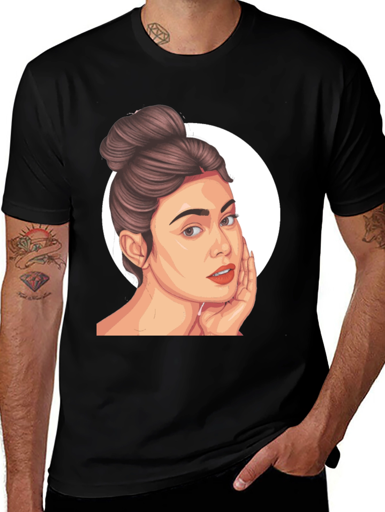 Variant 18 of Woman Portrait Graphic Black T-Shirt