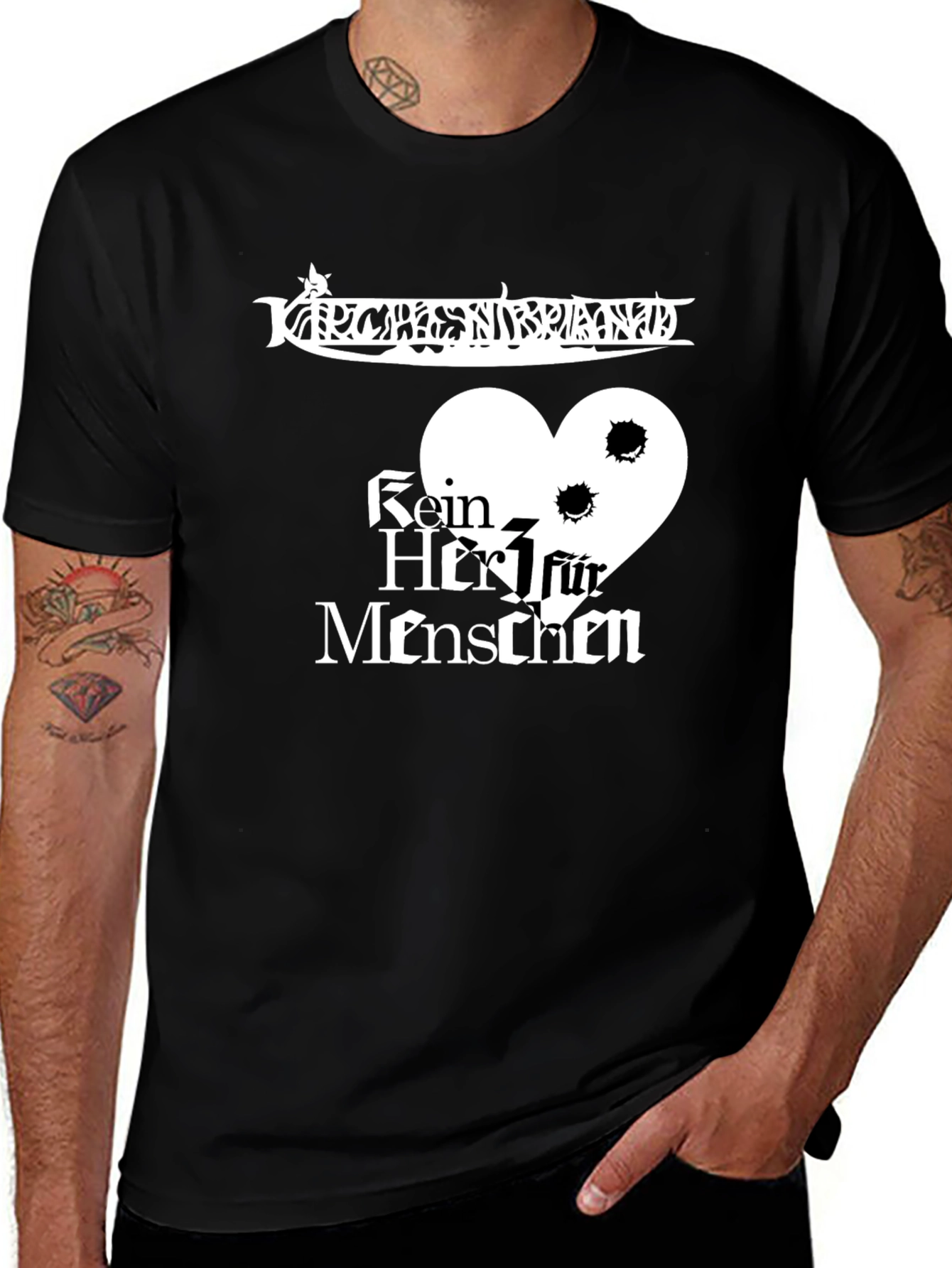 Variant 28 of Edgy Graphic Tee - Kein Herz Fur Menschen Heart Design
