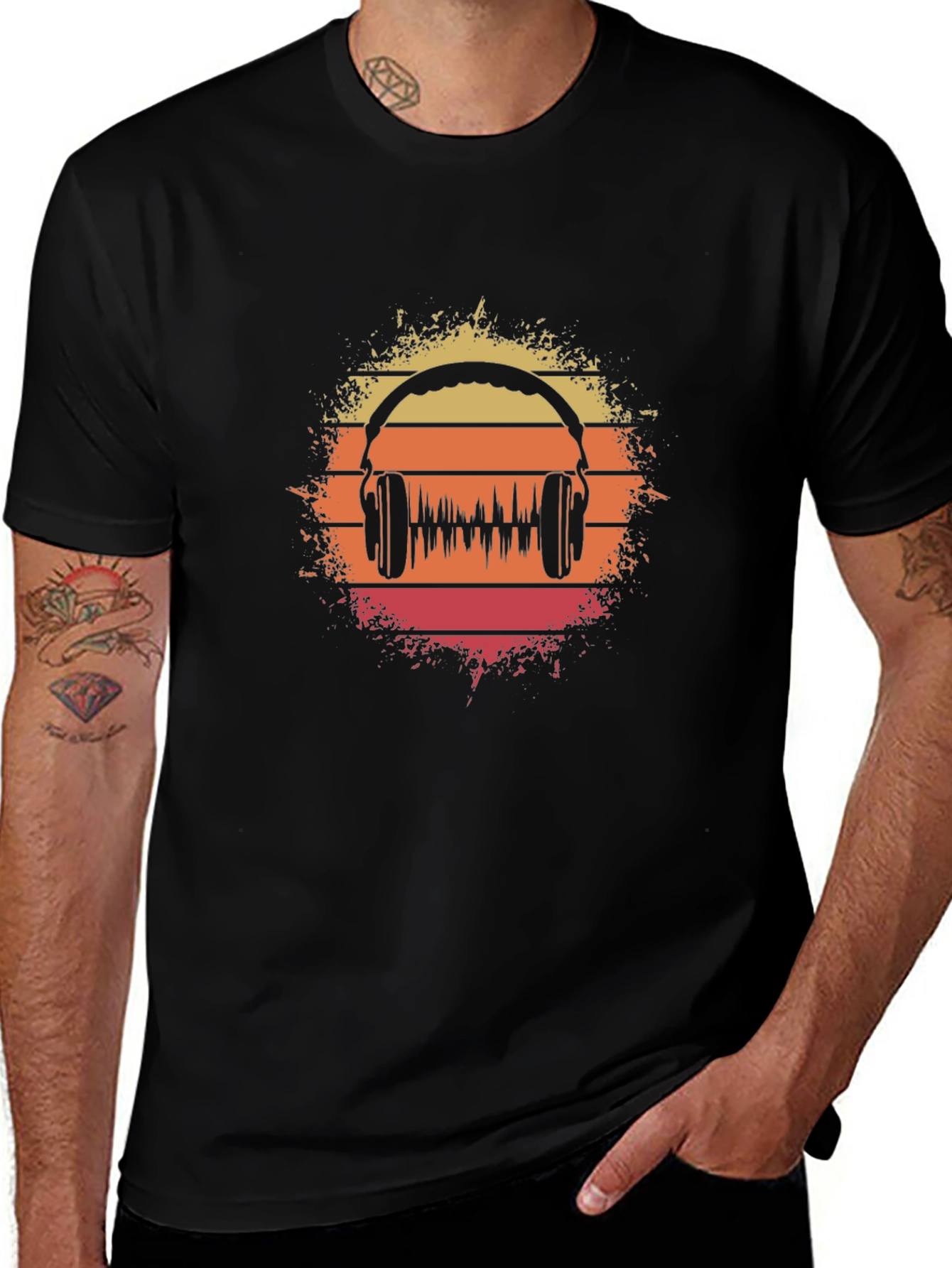 Variant 30 of Retro Sunset Headphone Graphic T-Shirt