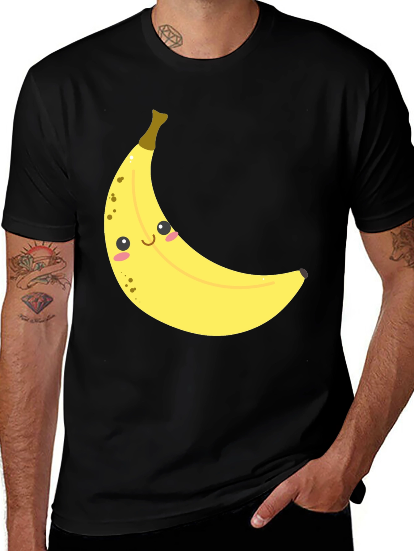 Variant 27 of Smiling Banana Graphic Tee - Unisex Black Cotton T-Shirt