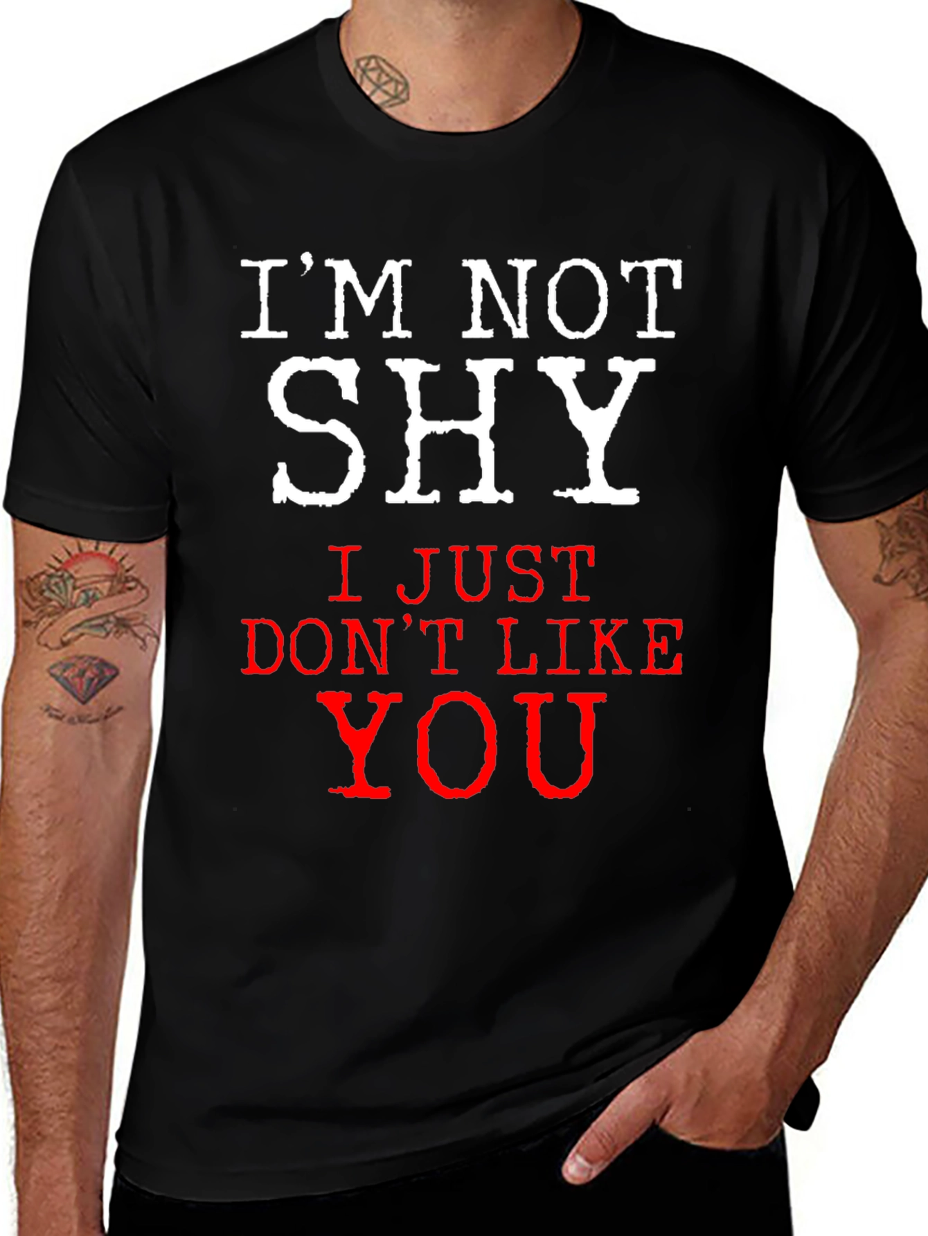 Black I'm Not Shy Funny Graphic T-Shirt main image