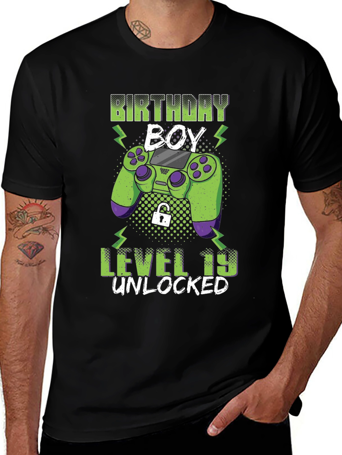 Variant 21 of Birthday Boy Level 19 Unlocked Gaming T-Shirt
