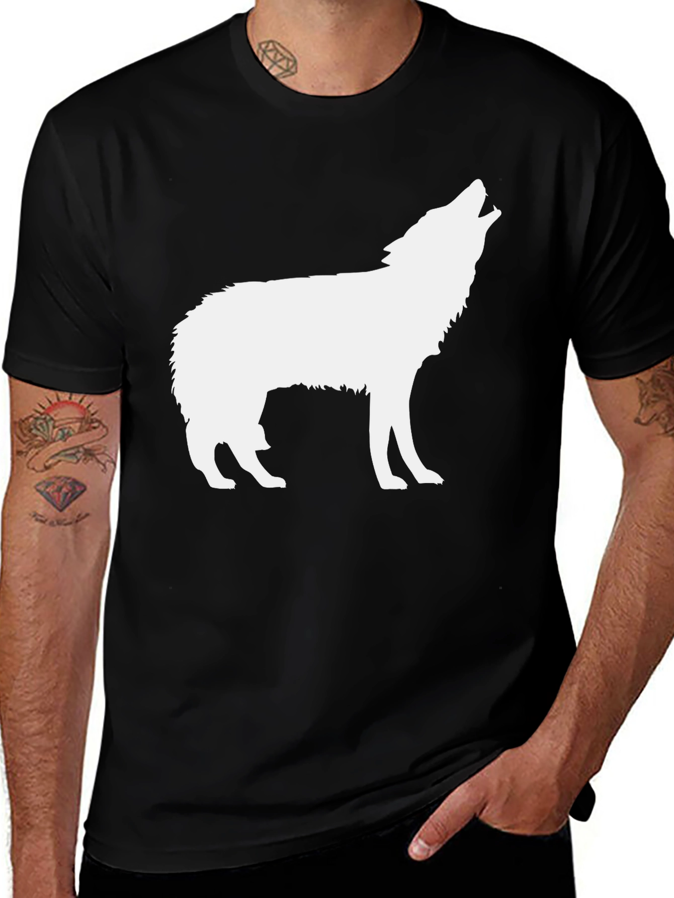 Variant 22 of Black Wolf Silhouette Graphic T-Shirt