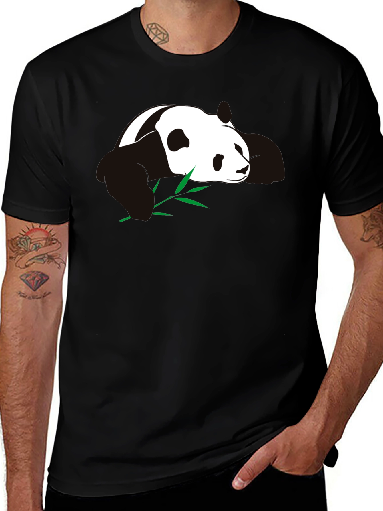 Variant 8 of Panda T-Shirt - Black Cotton Blend Tee