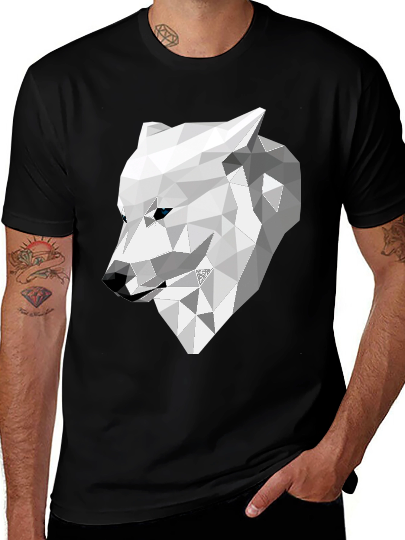 Variant 14 of Geometric Wolf Head Graphic Tee - Stylish Modern Design