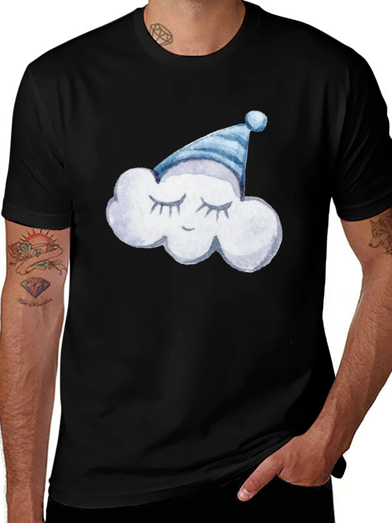 Variant 27 of Dreamy Cloud Tee: Soft Black Cotton T-Shirt