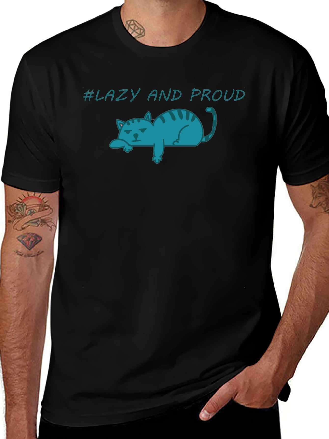 Variant 28 of Lazy Cat T-Shirt - "Lazy and Proud"