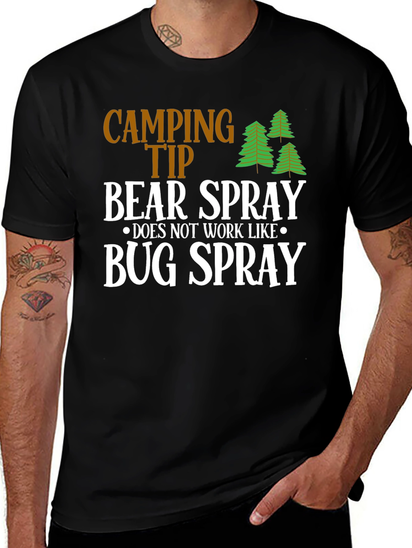 Black Camping Tip Bear Spray Humor T-Shirt main image
