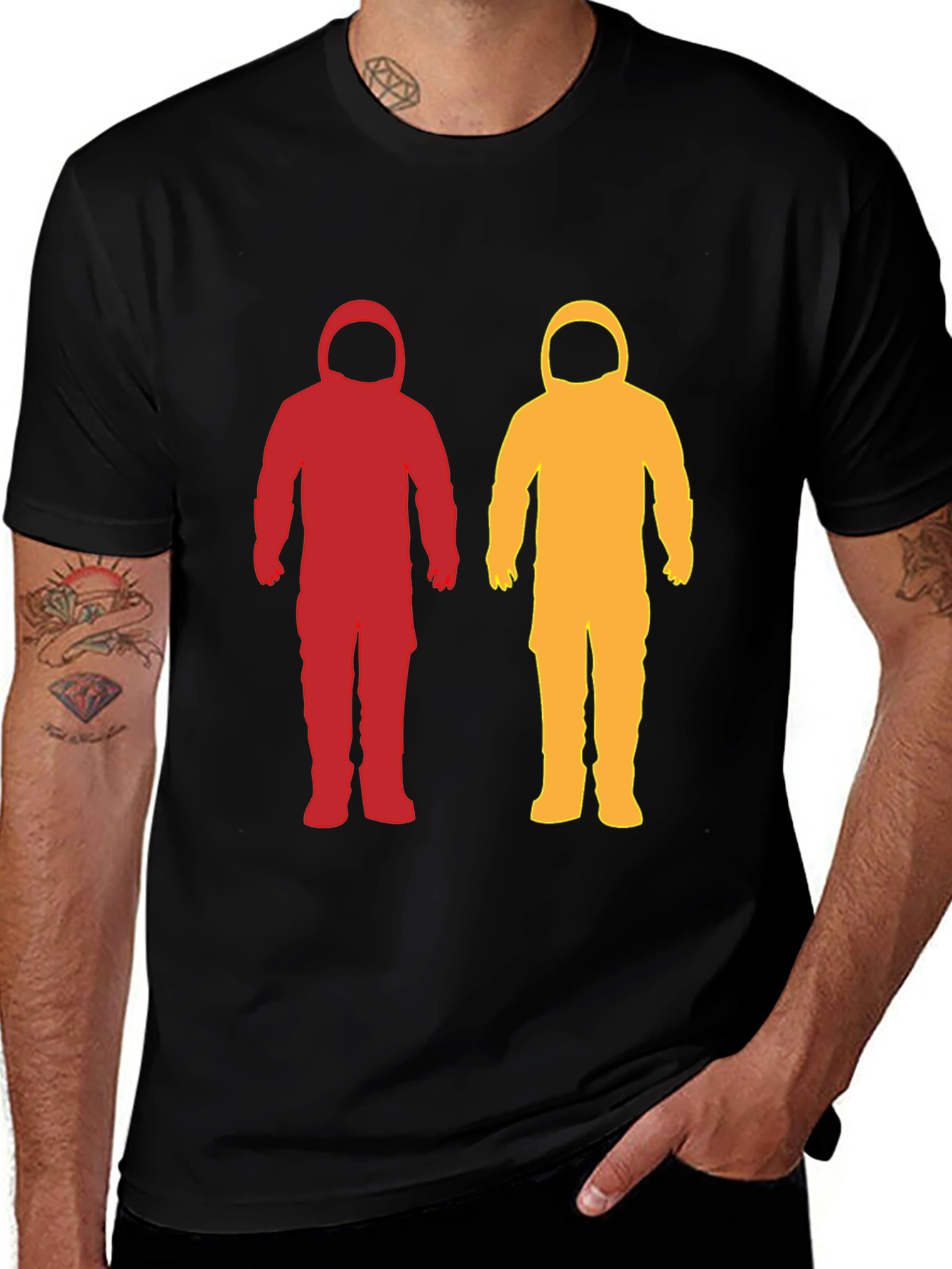 Variant 8 of Astronaut Duo Graphic Tee - Spaceman Silhouette T-Shirt
