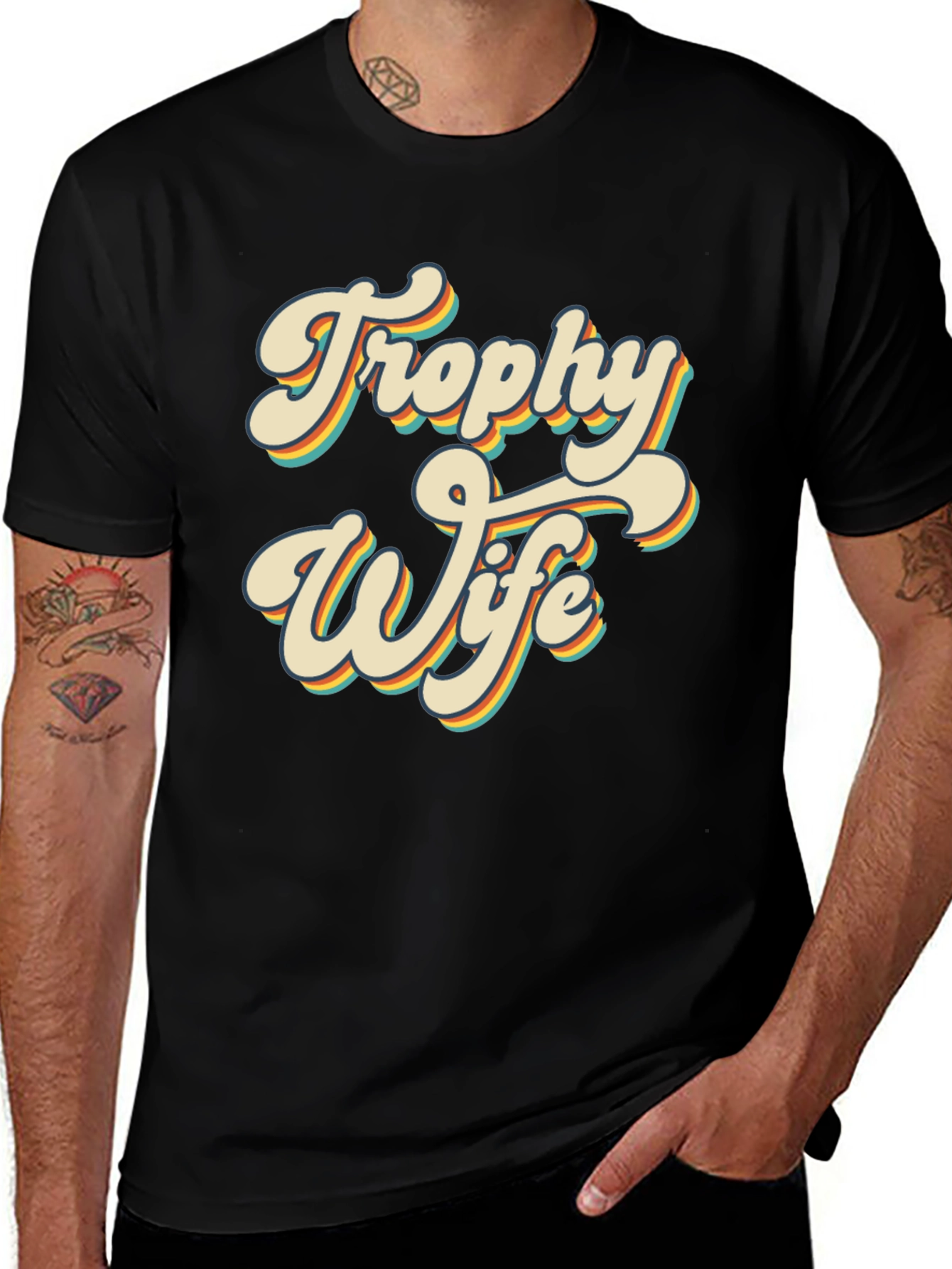 Variant 17 of Retro Trophy Wife Graphic T-Shirt - Black