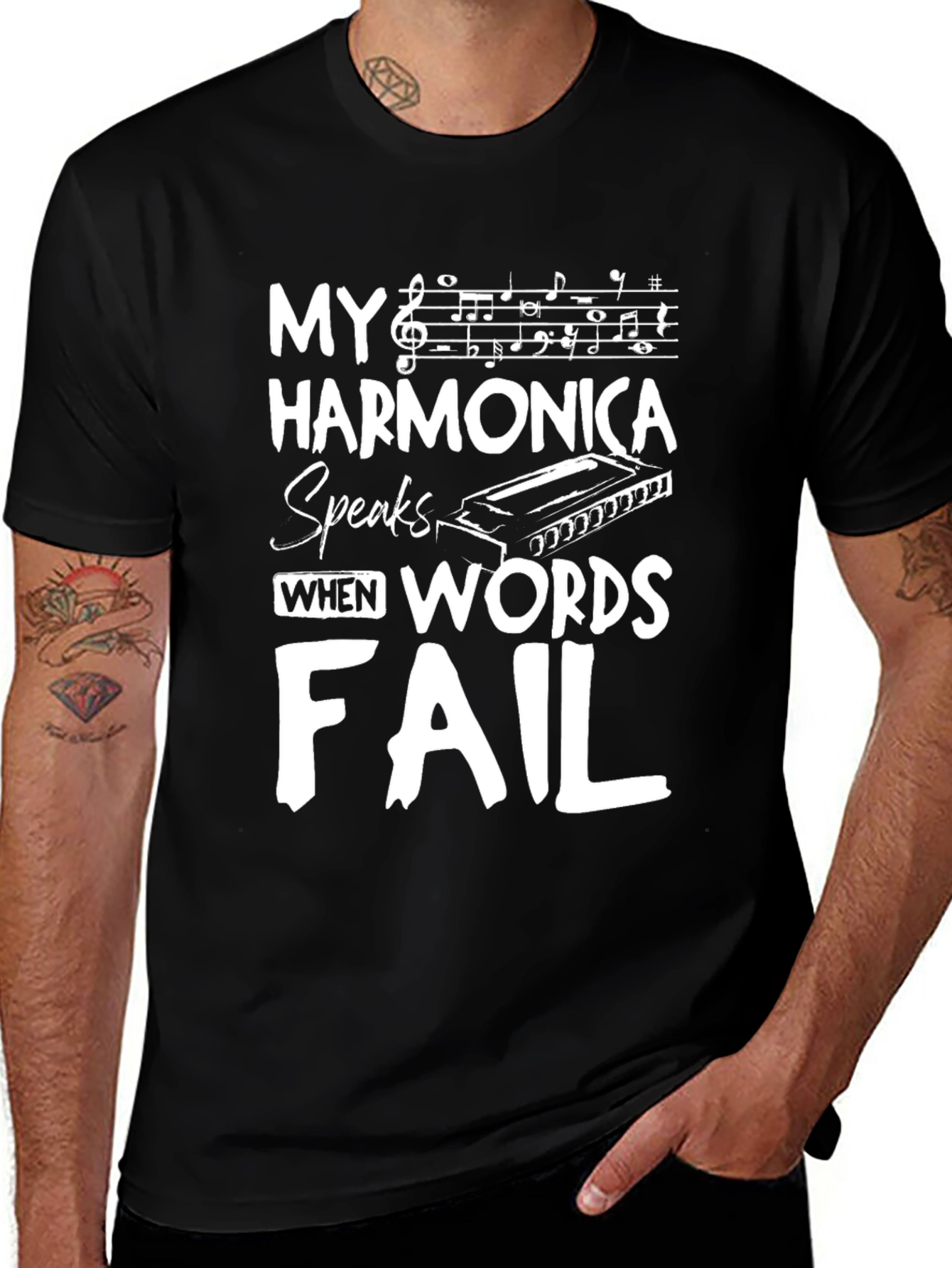 Variant 26 of Harmonica Speaks T-Shirt - Music Lover Tee
