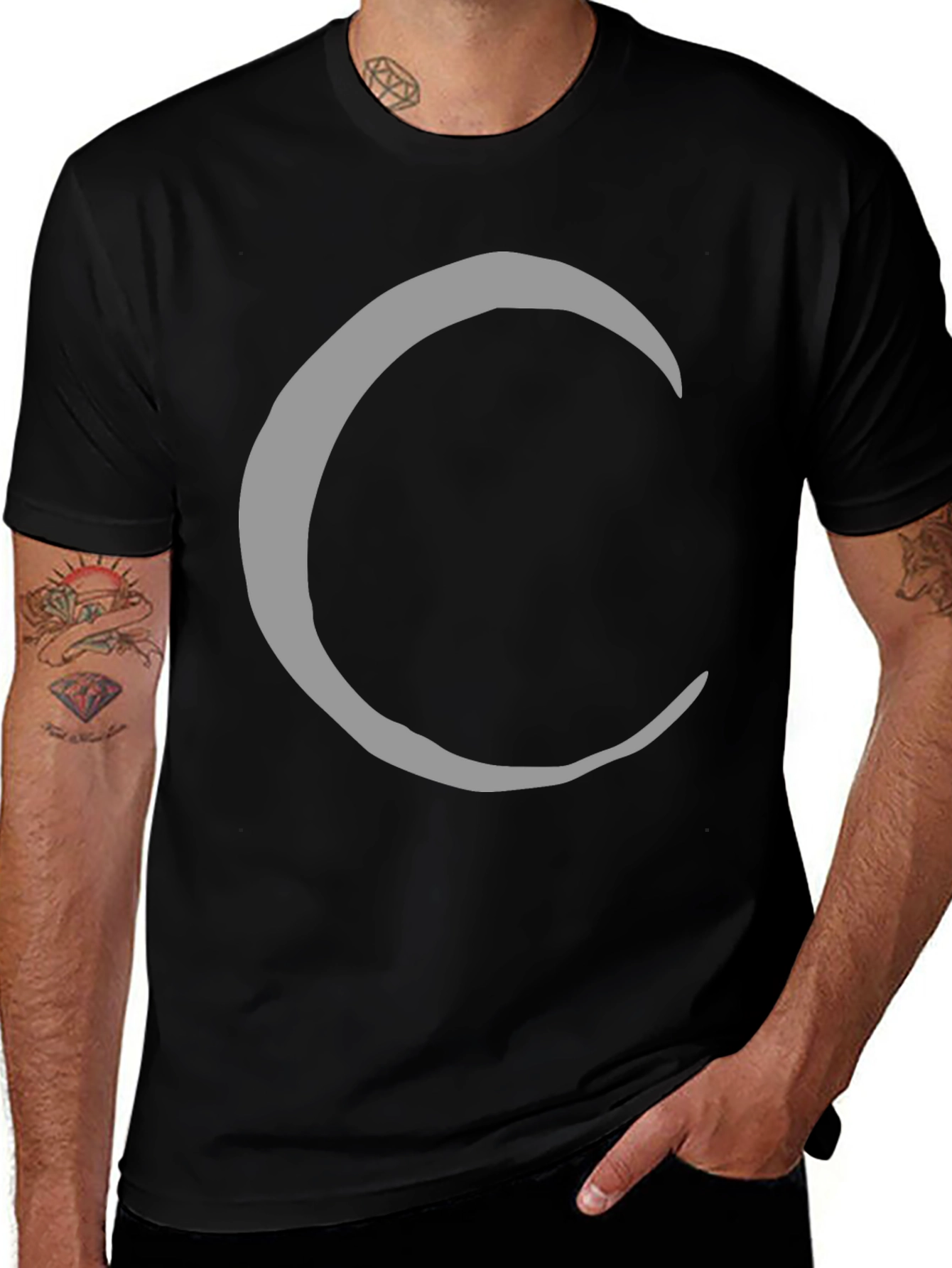 Variant 11 of Crescent Moon Graphic Tee - Stylish Black T-Shirt