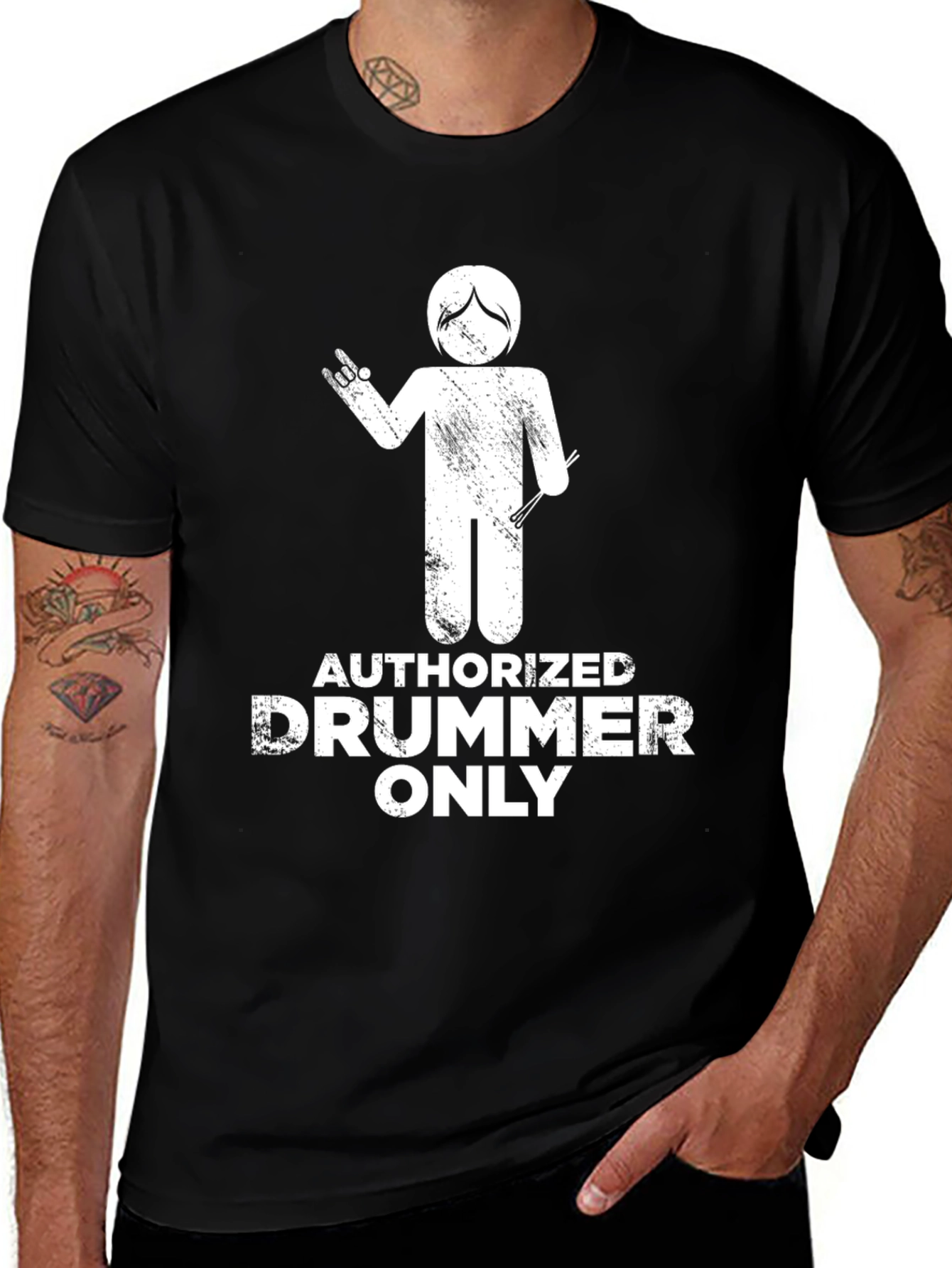 Variant 10 of Authorized Drummer Only Black T-Shirt