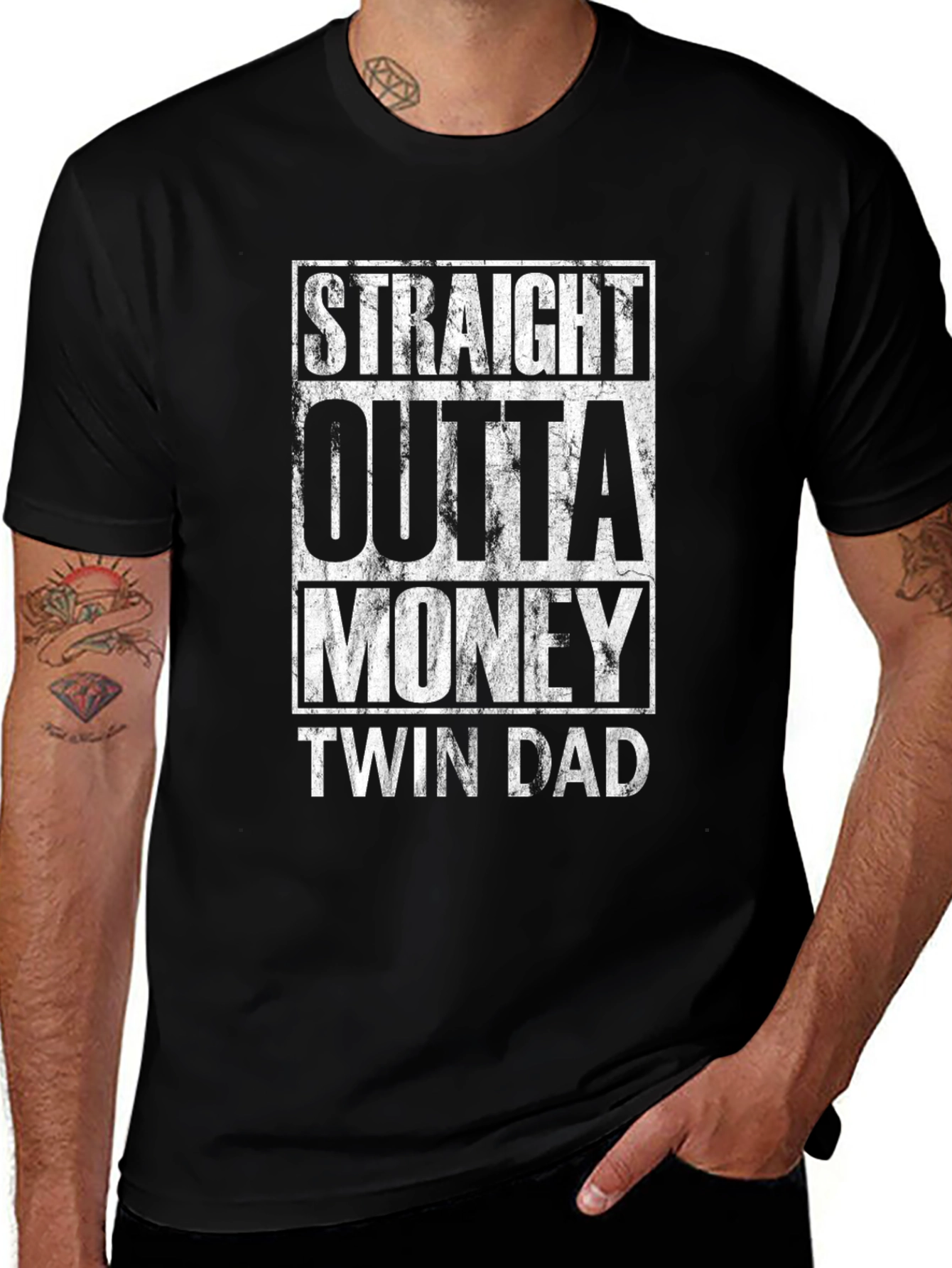 Variant 28 of Straight Outta Money Twin Dad Graphic T-Shirt