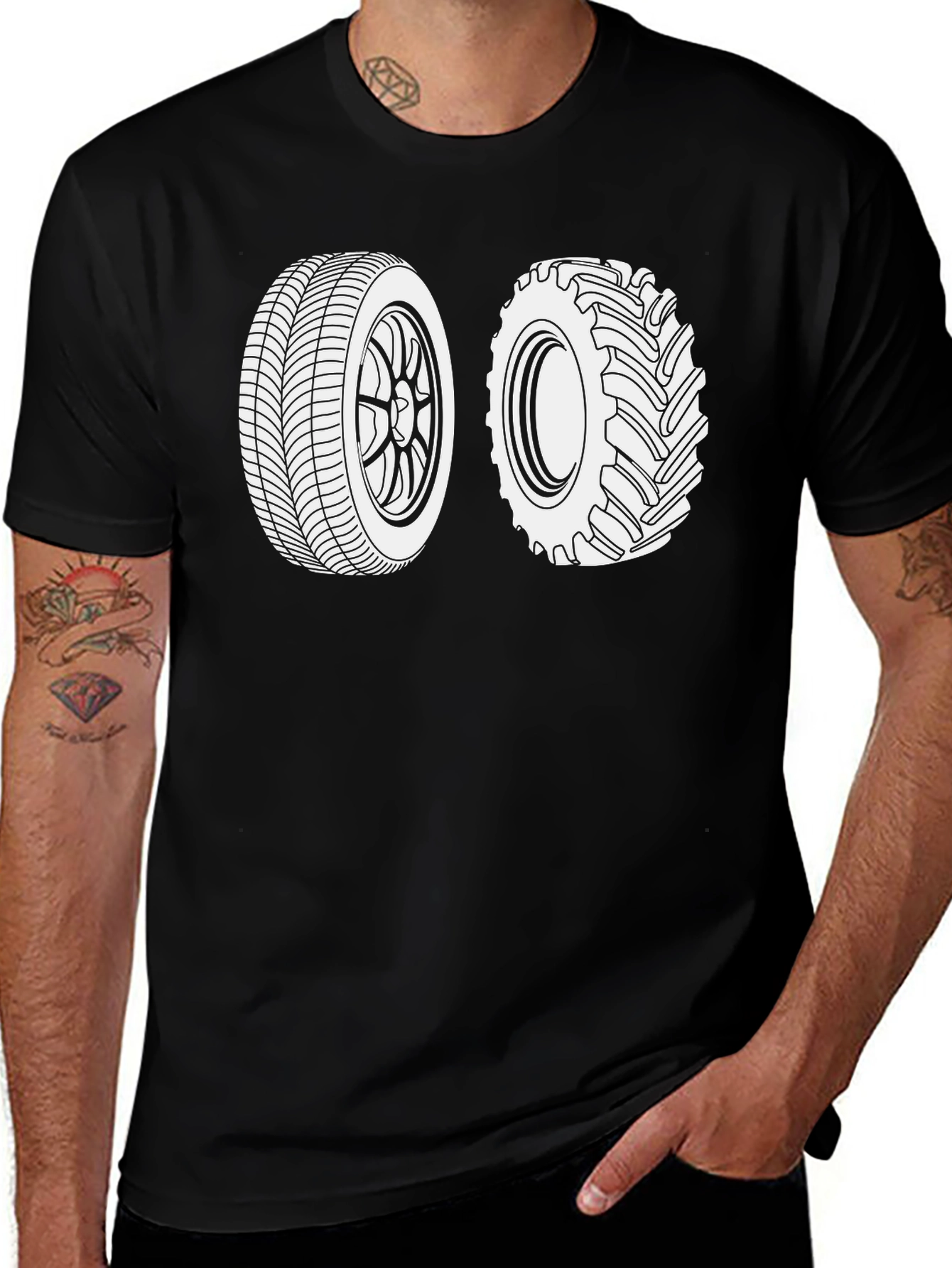 Variant 30 of Men's Black Tire Graphic T-Shirt