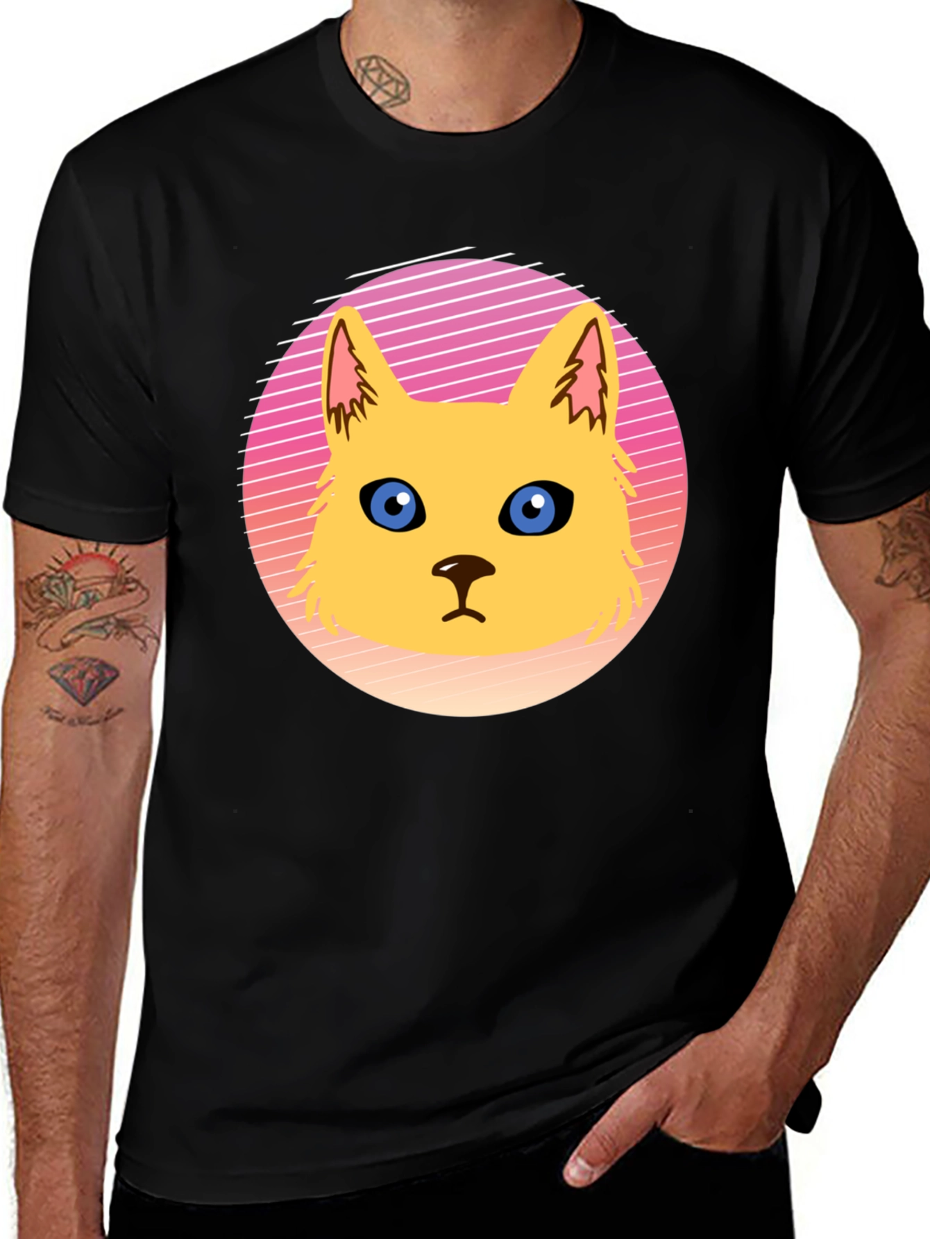 Variant 4 of Retro Cat Graphic Tee - Stylish Cotton Blend