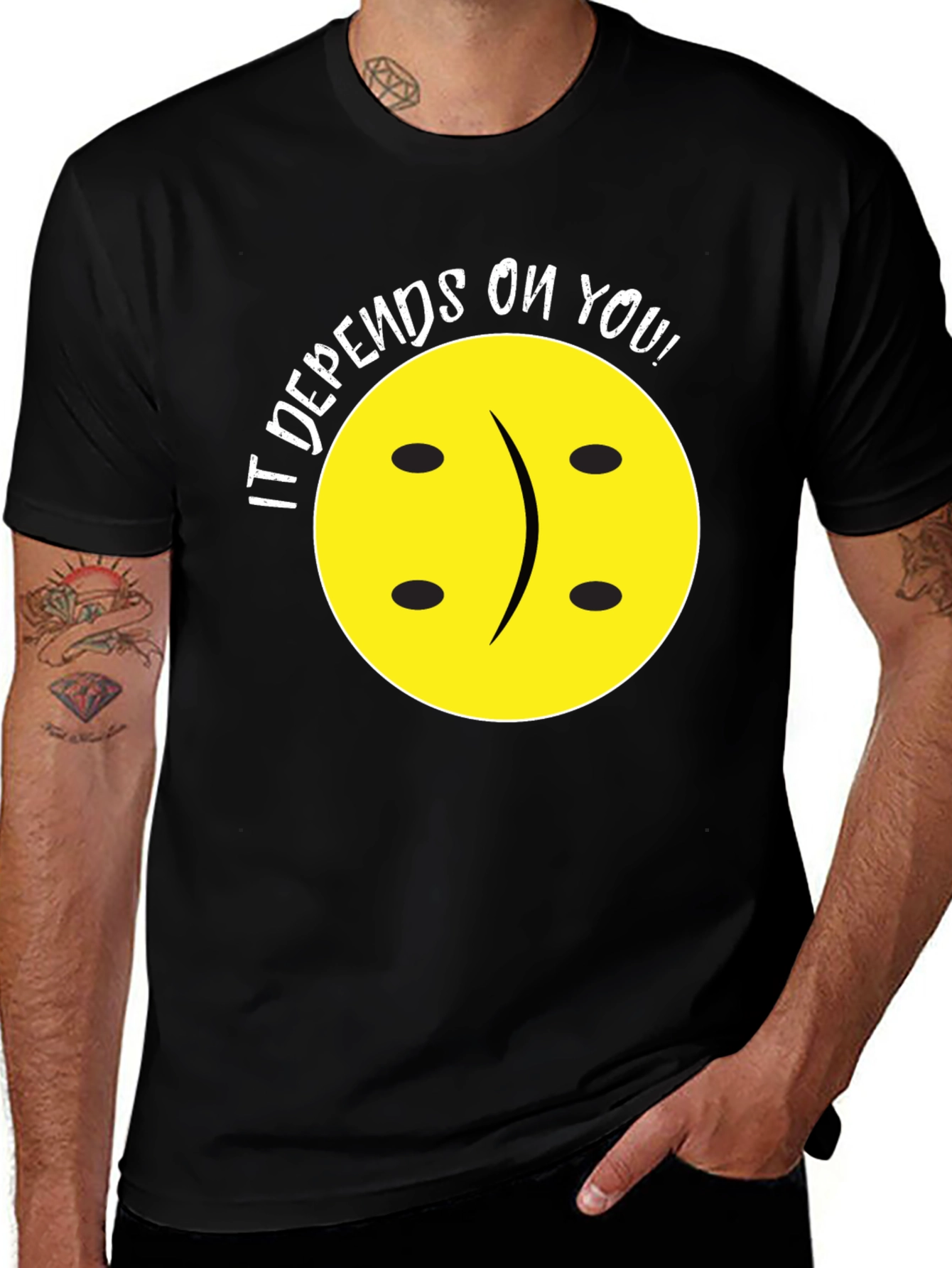 Black Depends On You T-Shirt - Funny Graphic Tee main image