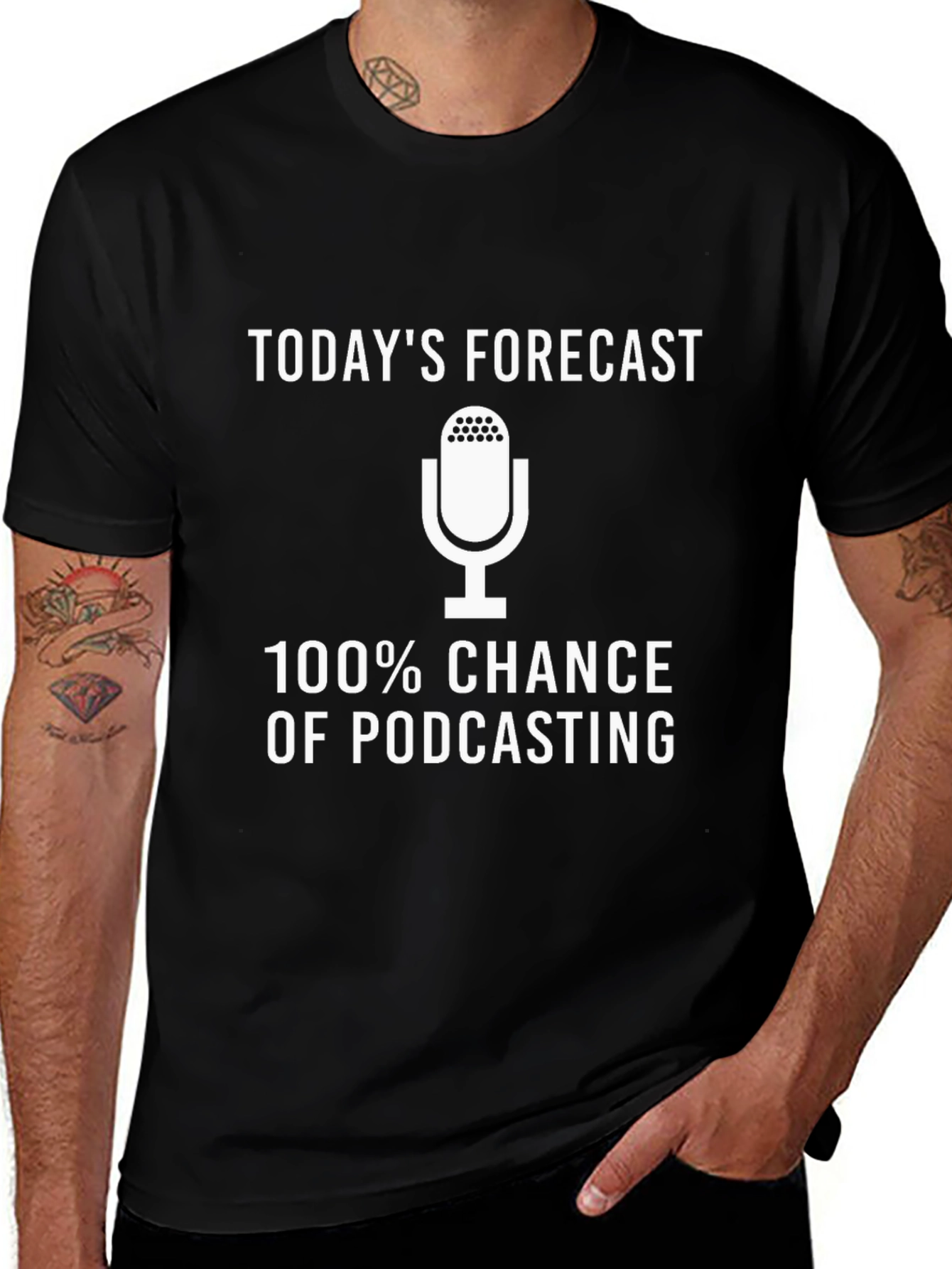 Variant 3 of Podcast Forecast T-Shirt - Black Cotton Tee for Podcast Lovers